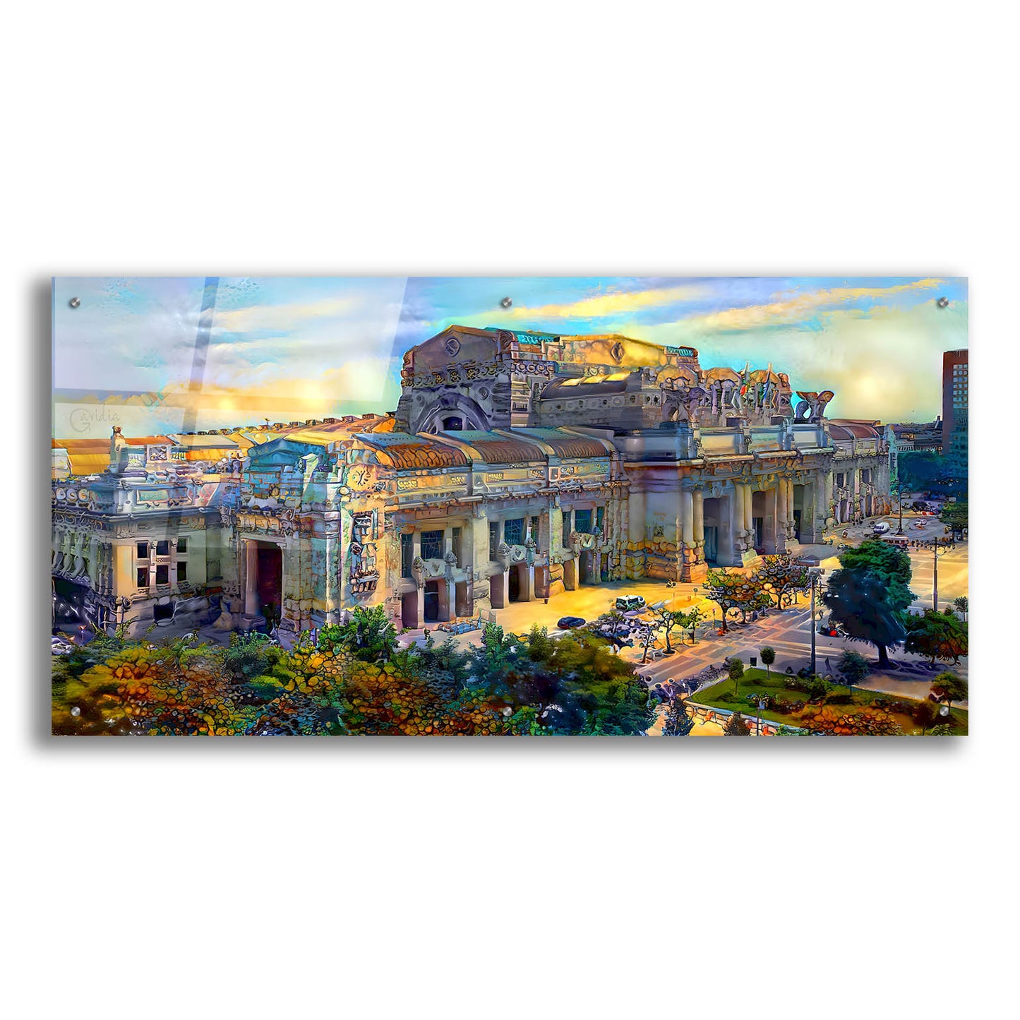 Epic Art 'Milan Italy Central Station' by Pedro Gavidia, Acrylic Glass Wall Art,48x24