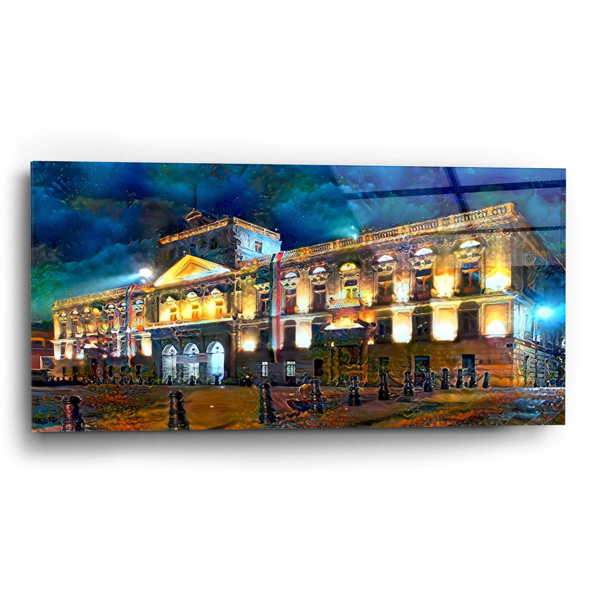 Epic Art 'Mexico City Palace of Mines Night' by Pedro Gavidia, Acrylic Glass Wall Art,24x12