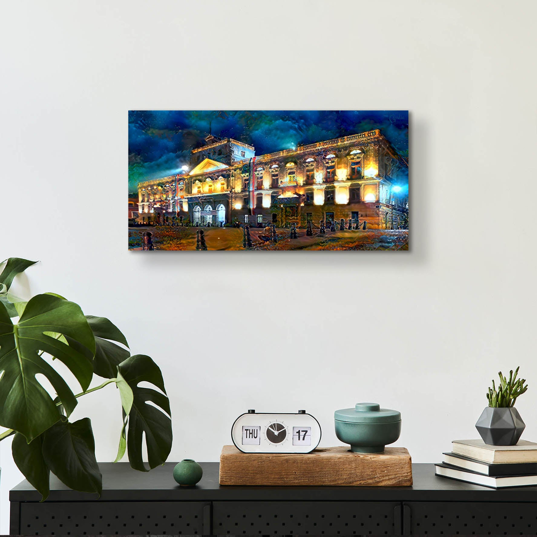 Epic Art 'Mexico City Palace of Mines Night' by Pedro Gavidia, Acrylic Glass Wall Art,24x12