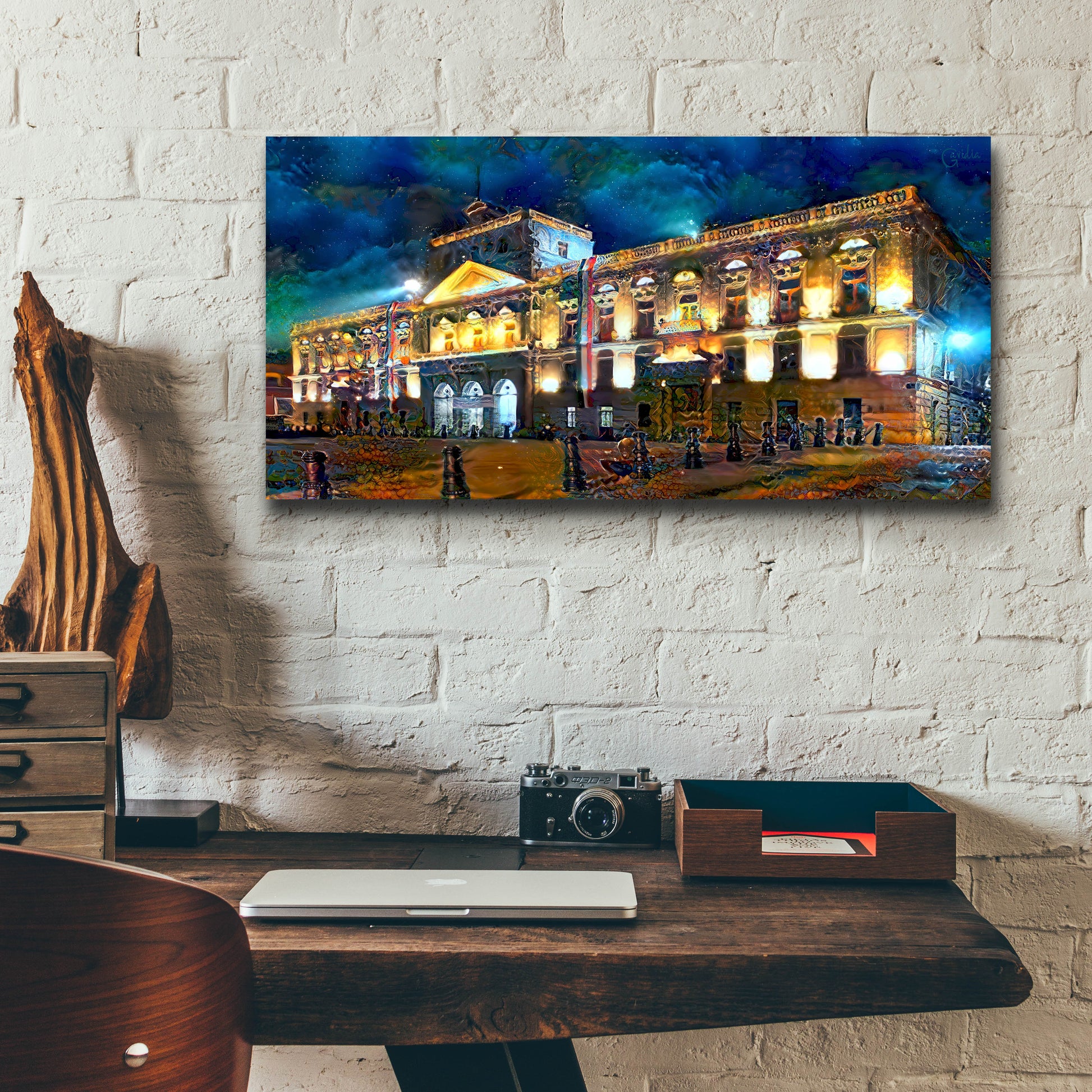 Epic Art 'Mexico City Palace of Mines Night' by Pedro Gavidia, Acrylic Glass Wall Art,24x12