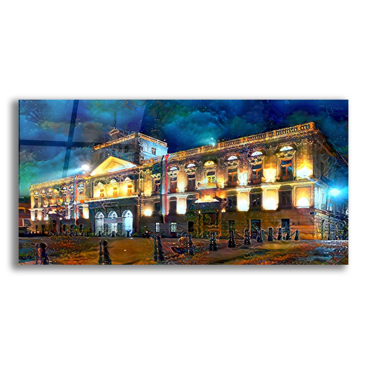 Epic Art 'Mexico City Palace of Mines Night' by Pedro Gavidia, Acrylic Glass Wall Art,24x12