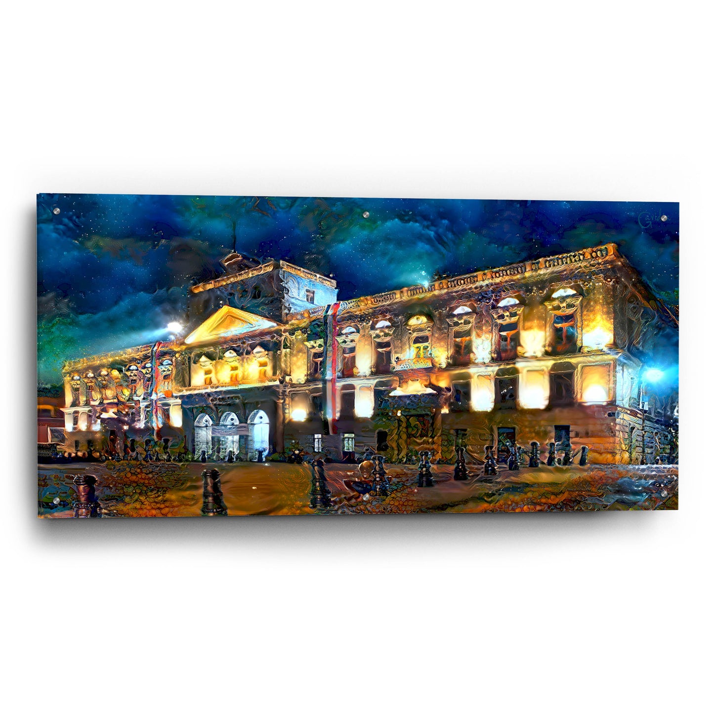 Epic Art 'Mexico City Palace of Mines Night' by Pedro Gavidia, Acrylic Glass Wall Art,48x24