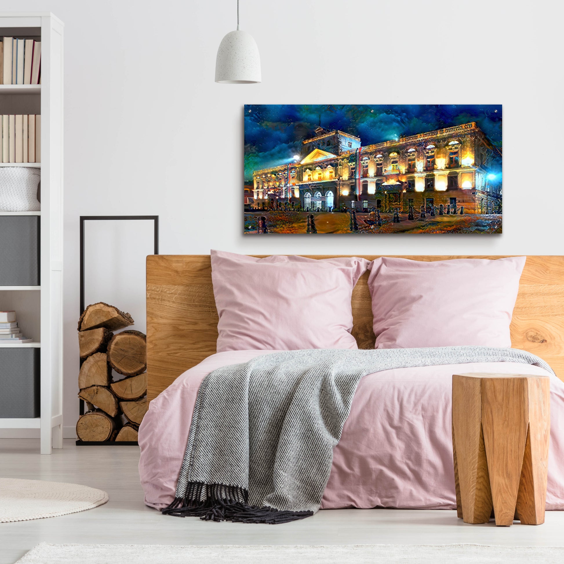 Epic Art 'Mexico City Palace of Mines Night' by Pedro Gavidia, Acrylic Glass Wall Art,48x24