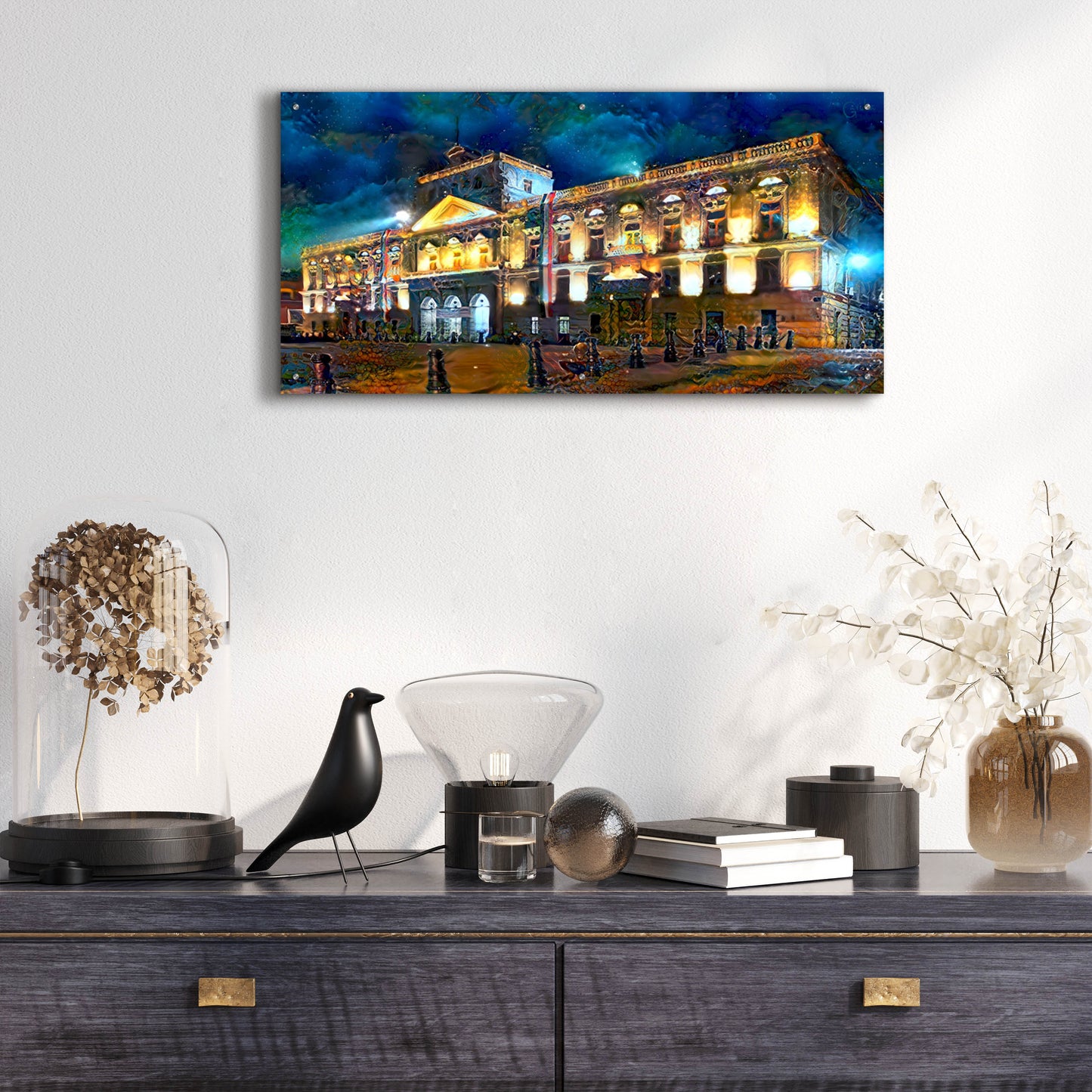 Epic Art 'Mexico City Palace of Mines Night' by Pedro Gavidia, Acrylic Glass Wall Art,48x24