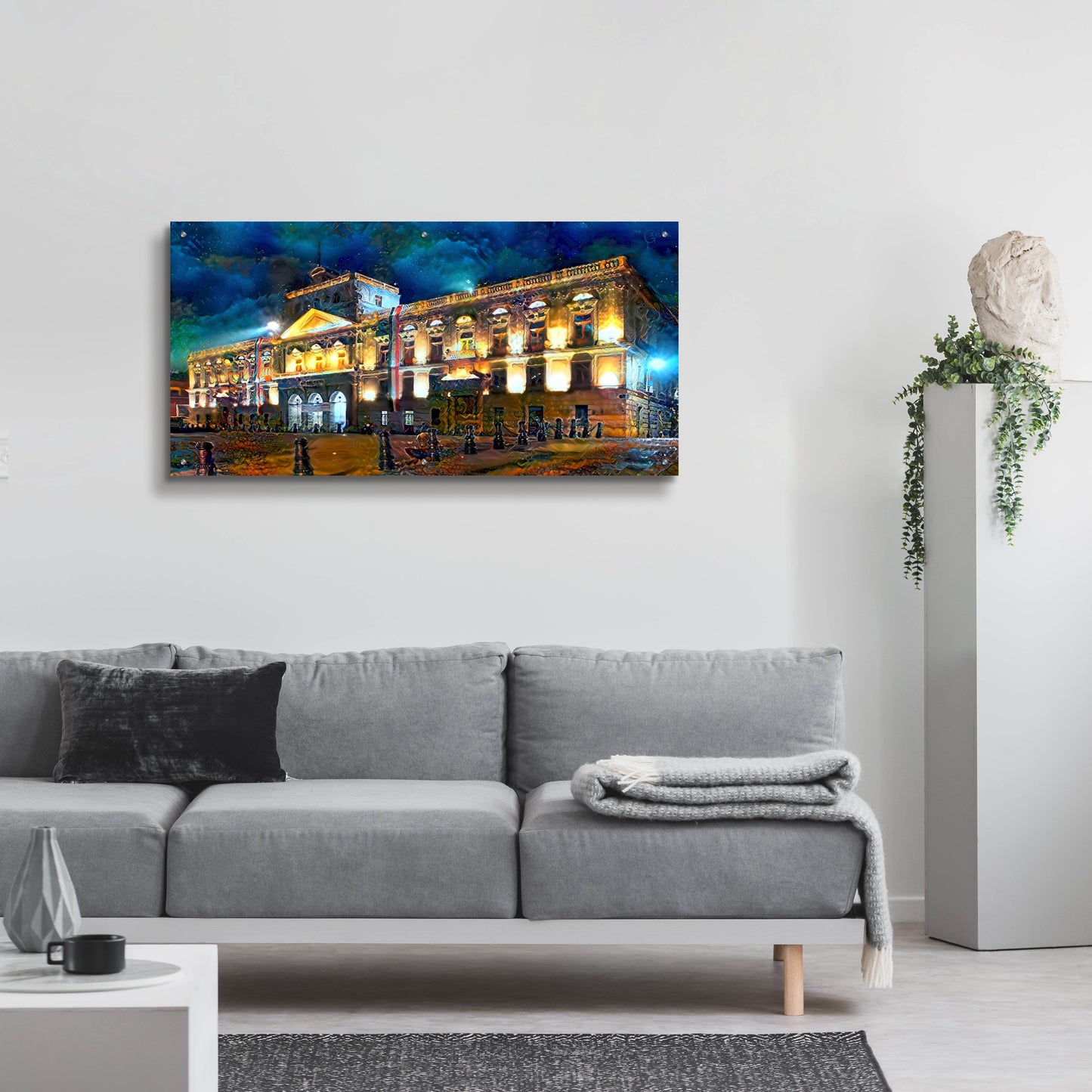 Epic Art 'Mexico City Palace of Mines Night' by Pedro Gavidia, Acrylic Glass Wall Art,48x24