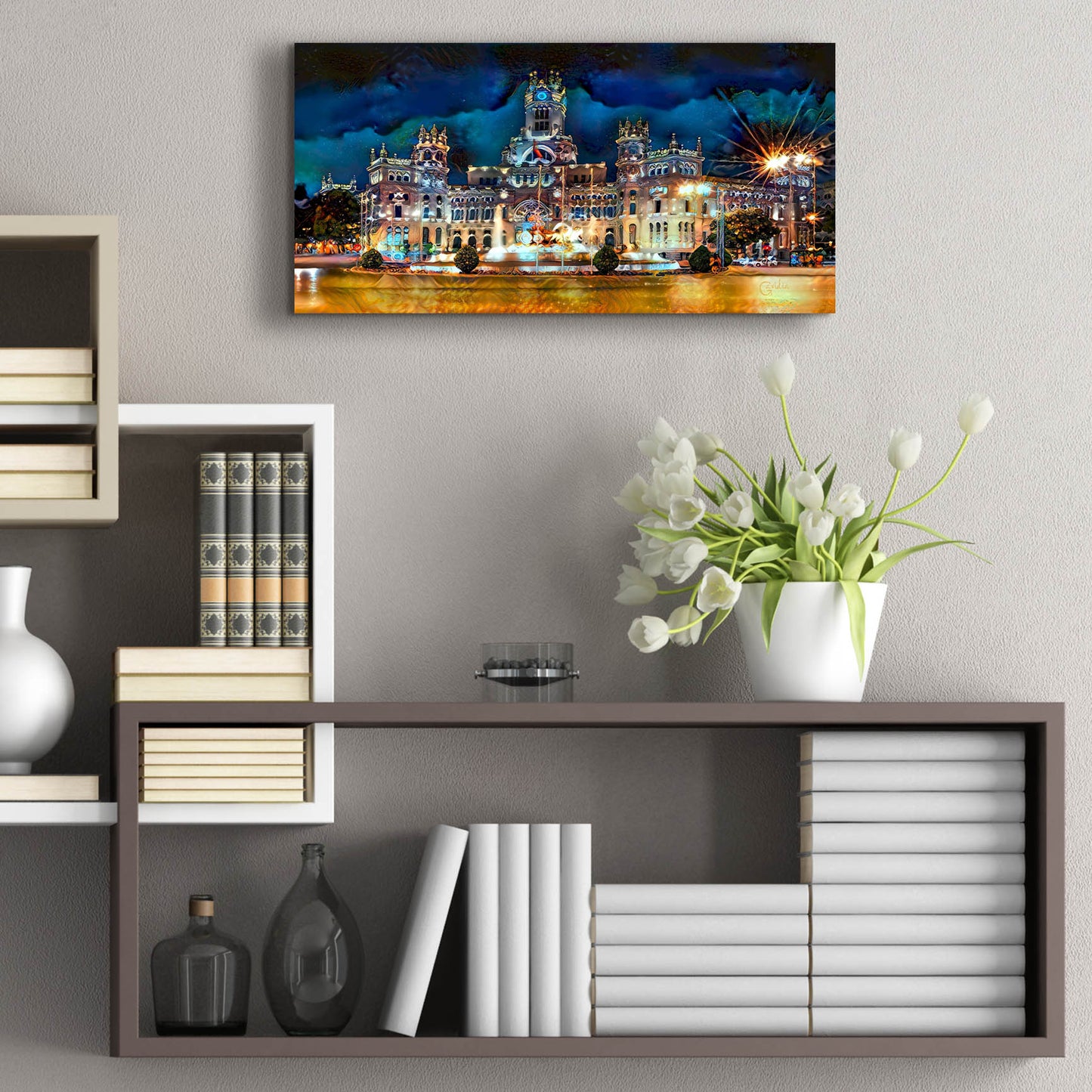 Epic Art 'Madrid Spain Cibeles Palace' by Pedro Gavidia, Acrylic Glass Wall Art,24x12