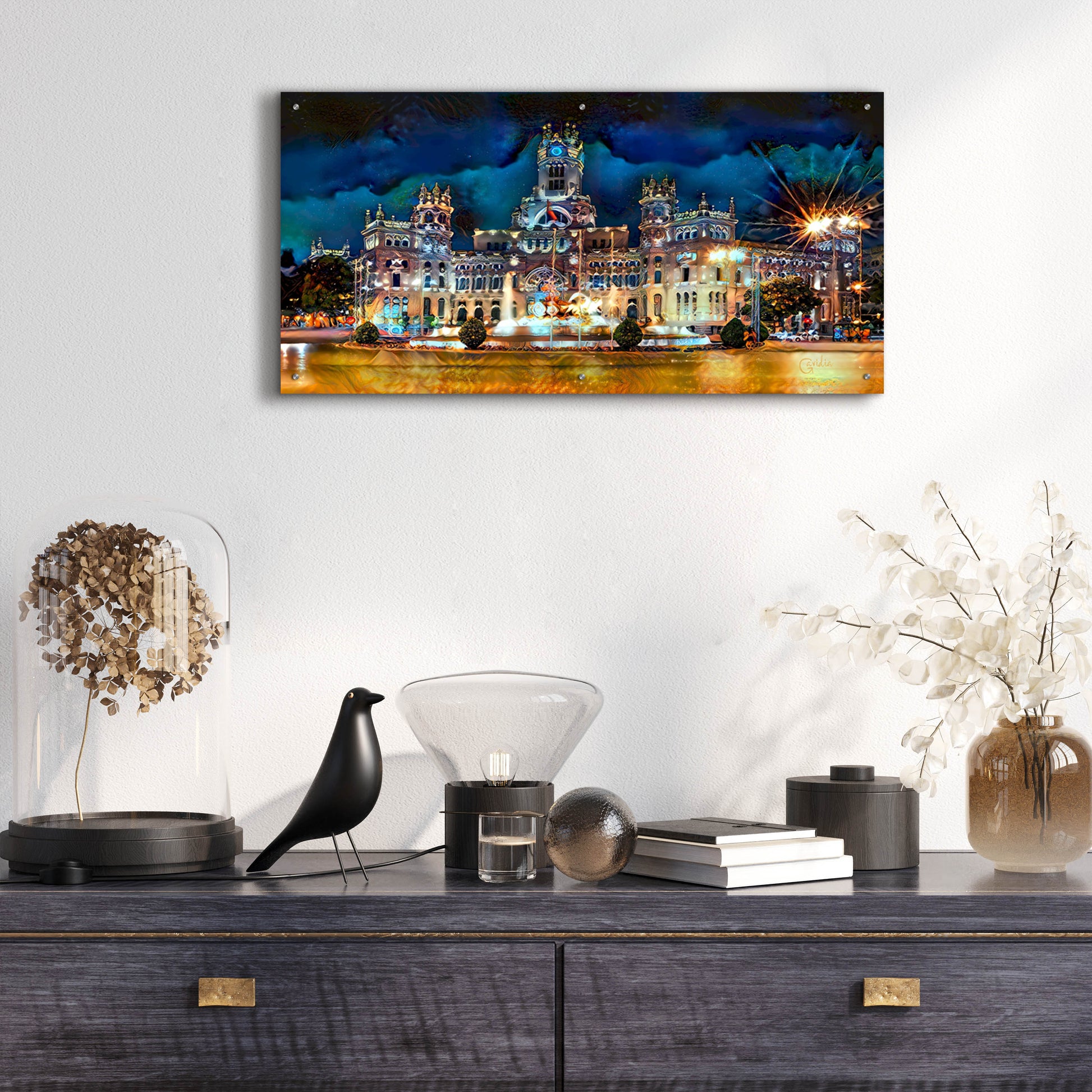 Epic Art 'Madrid Spain Cibeles Palace' by Pedro Gavidia, Acrylic Glass Wall Art,48x24