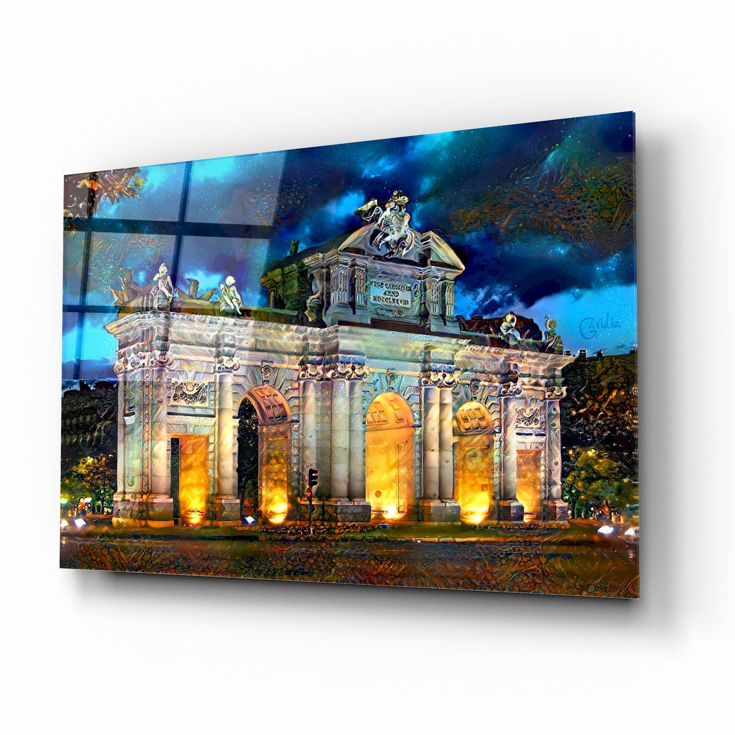 Epic Art 'Madrid Spain Alcala Gate' by Pedro Gavidia, Acrylic Glass Wall Art,16x12