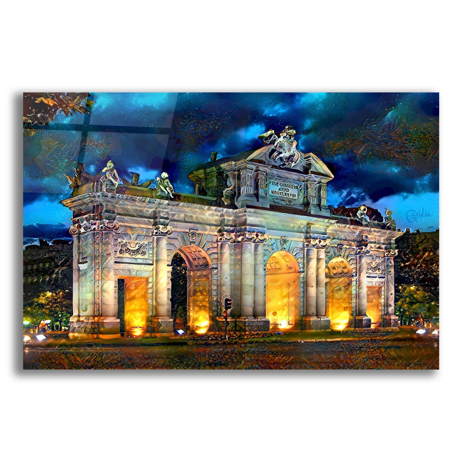 Epic Art 'Madrid Spain Alcala Gate' by Pedro Gavidia, Acrylic Glass Wall Art,16x12