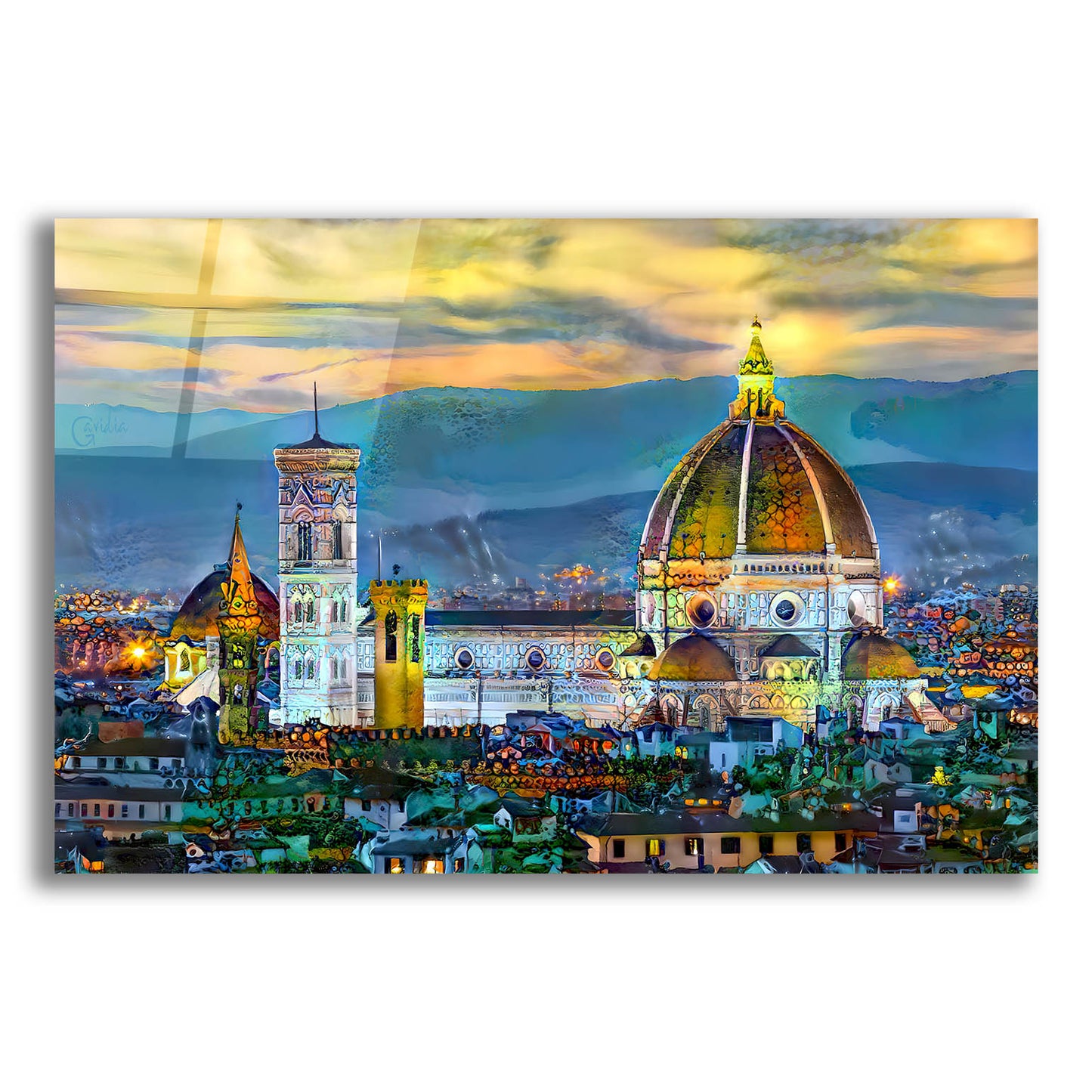 Epic Art 'Florence Italy Duomo Sunset' by Pedro Gavidia, Acrylic Glass Wall Art,16x12