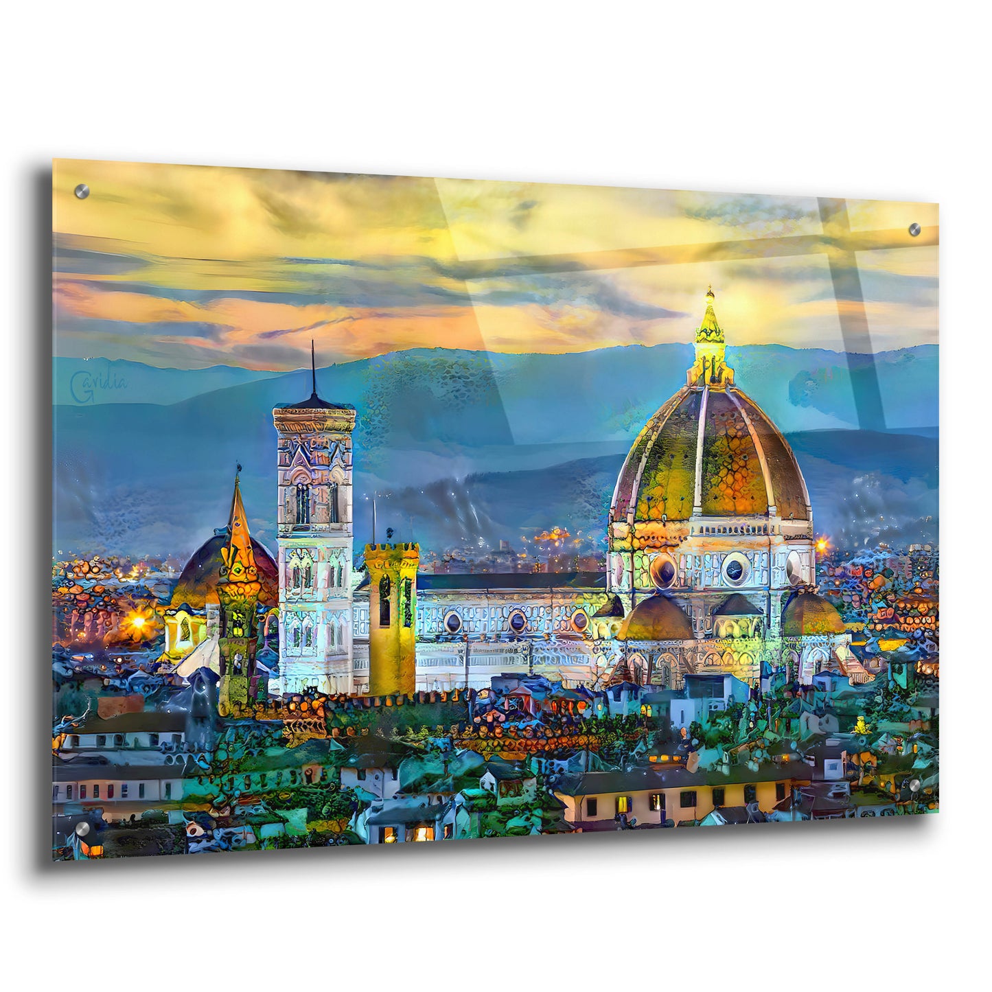 Epic Art 'Florence Italy Duomo Sunset' by Pedro Gavidia, Acrylic Glass Wall Art,36x24