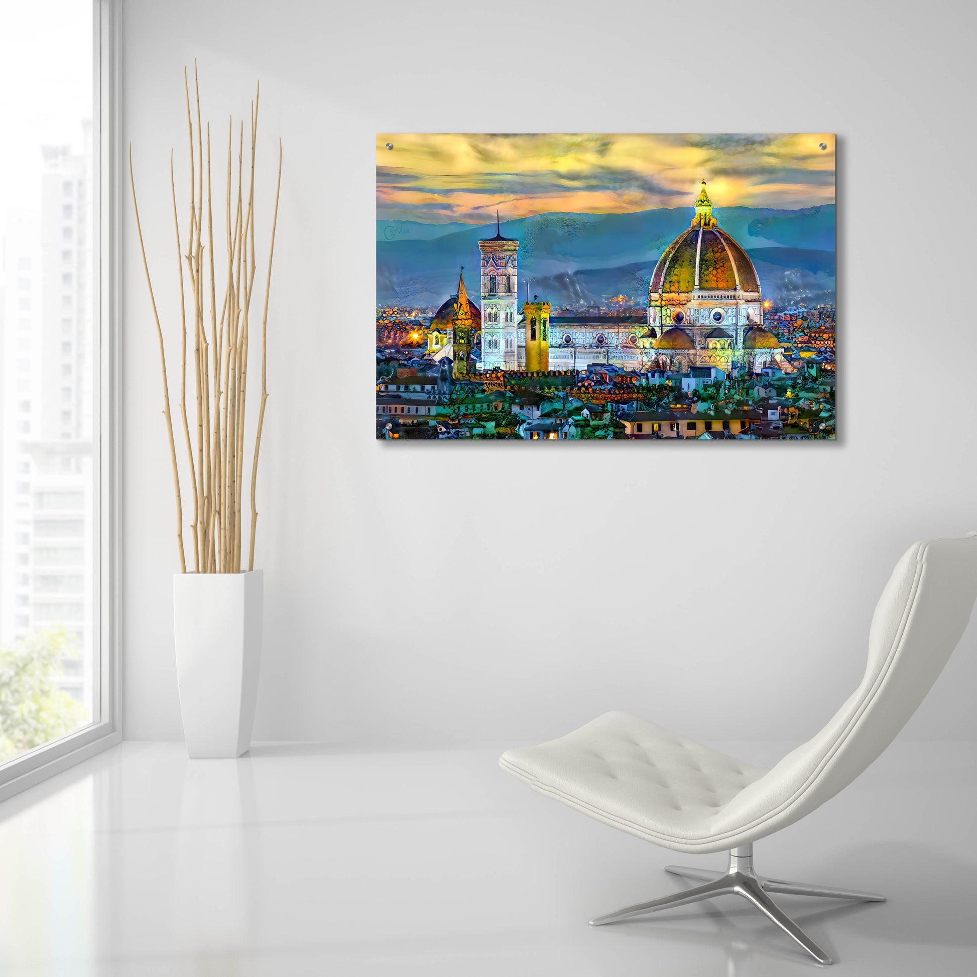 Epic Art 'Florence Italy Duomo Sunset' by Pedro Gavidia, Acrylic Glass Wall Art,36x24