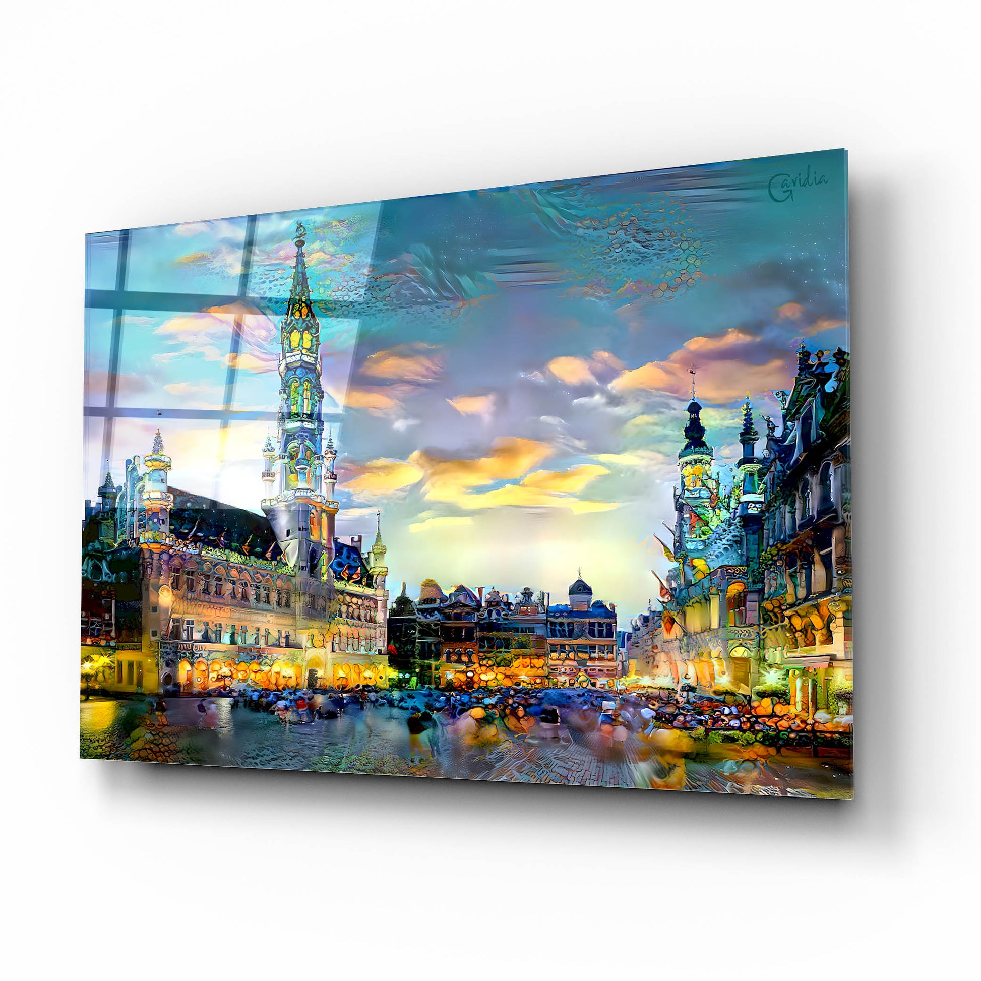 Epic Art 'Brussels Belgium Night' by Pedro Gavidia, Acrylic Glass Wall Art,16x12