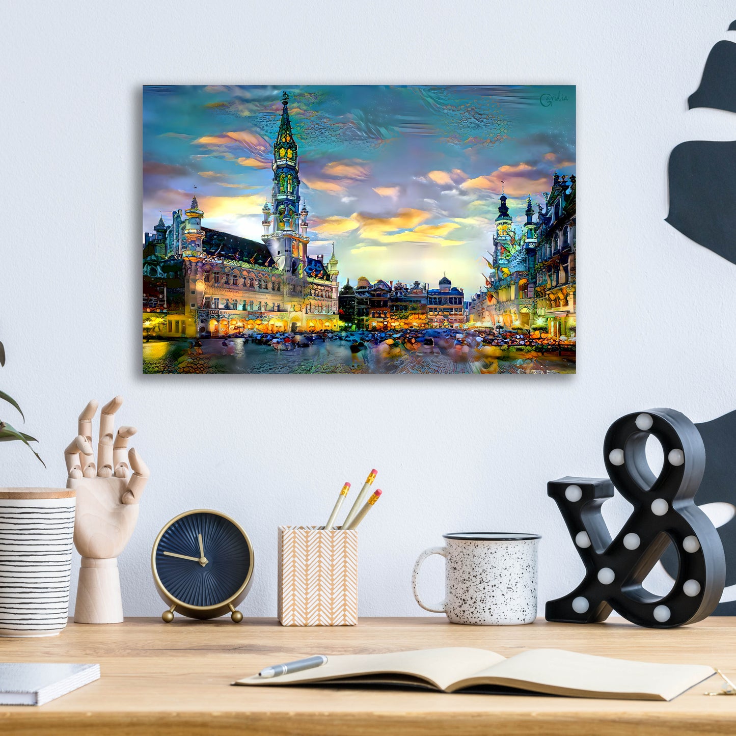 Epic Art 'Brussels Belgium Night' by Pedro Gavidia, Acrylic Glass Wall Art,16x12