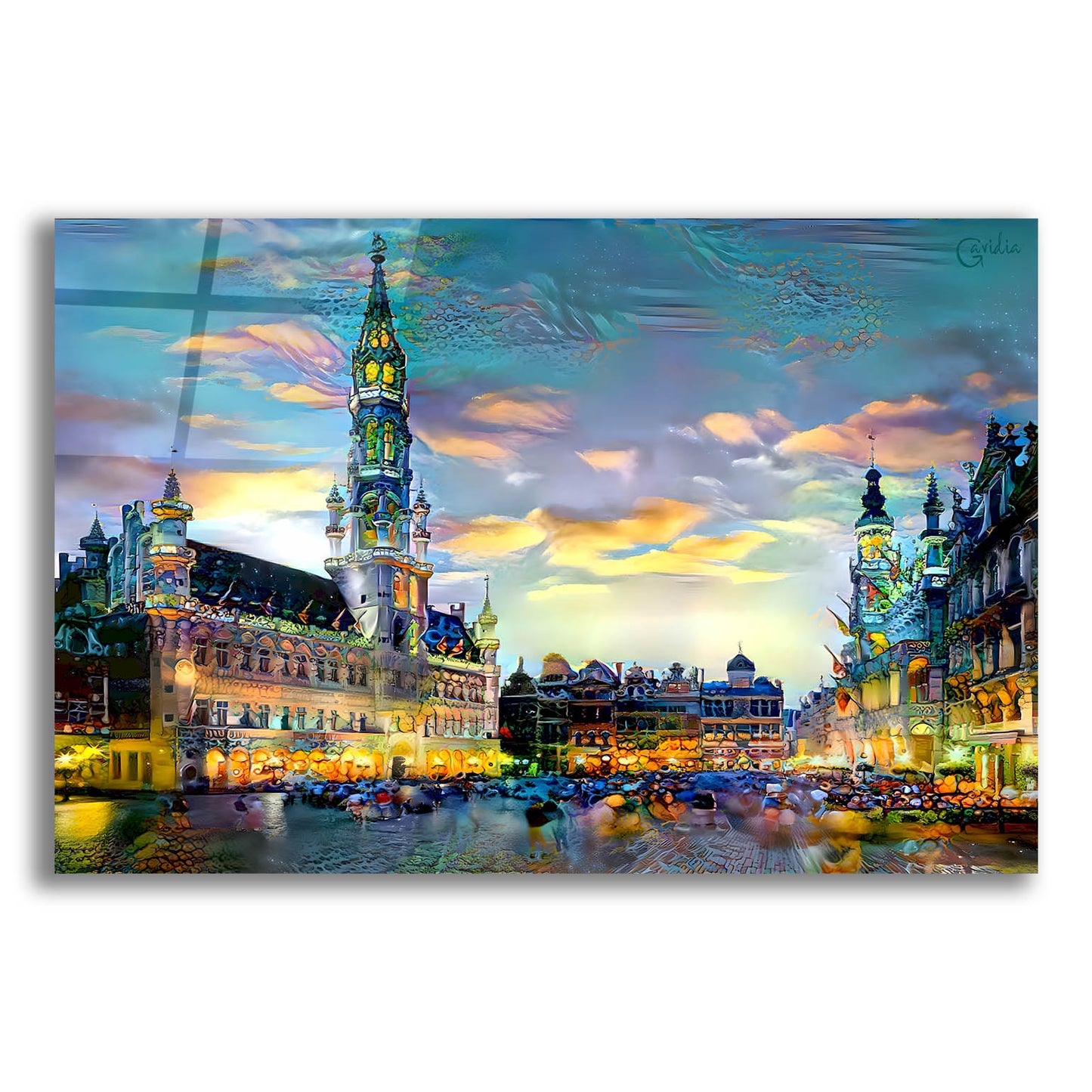 Epic Art 'Brussels Belgium Night' by Pedro Gavidia, Acrylic Glass Wall Art,16x12