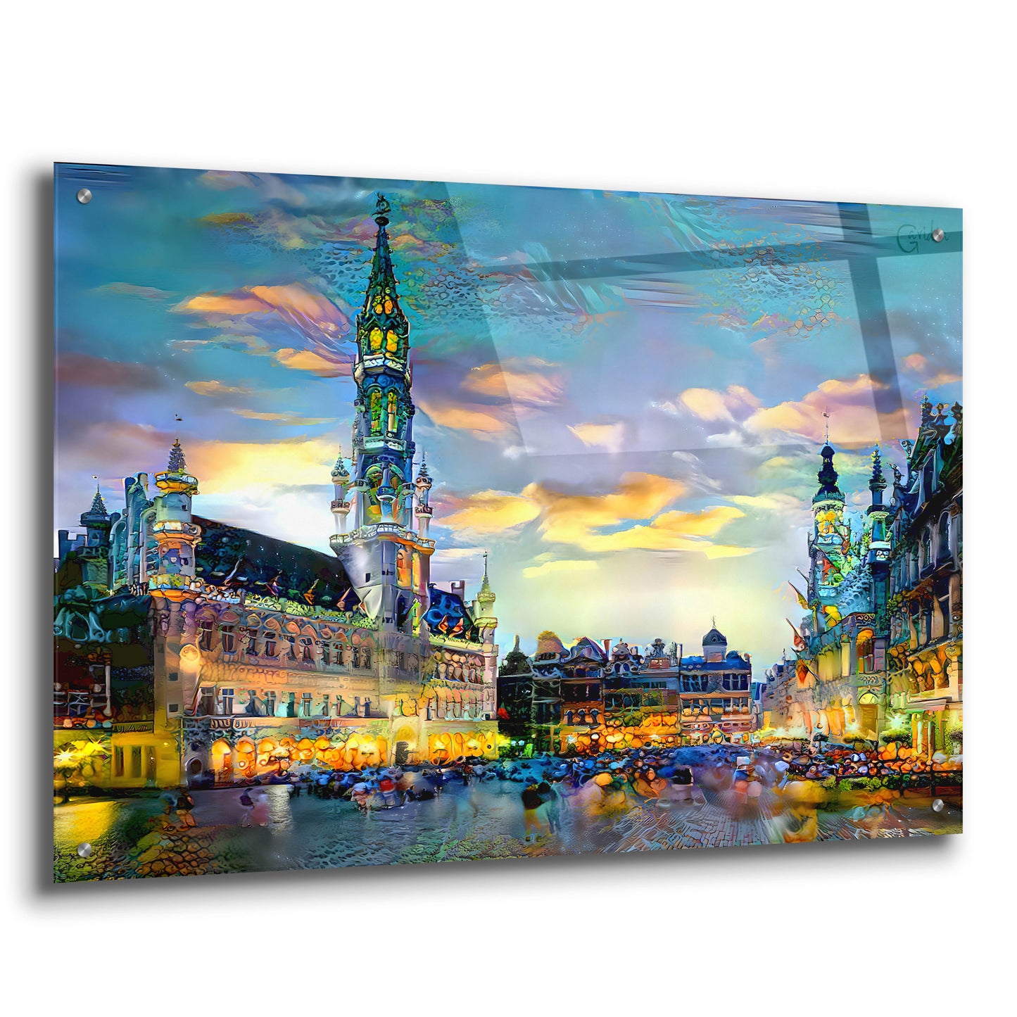 Epic Art 'Brussels Belgium Night' by Pedro Gavidia, Acrylic Glass Wall Art,36x24