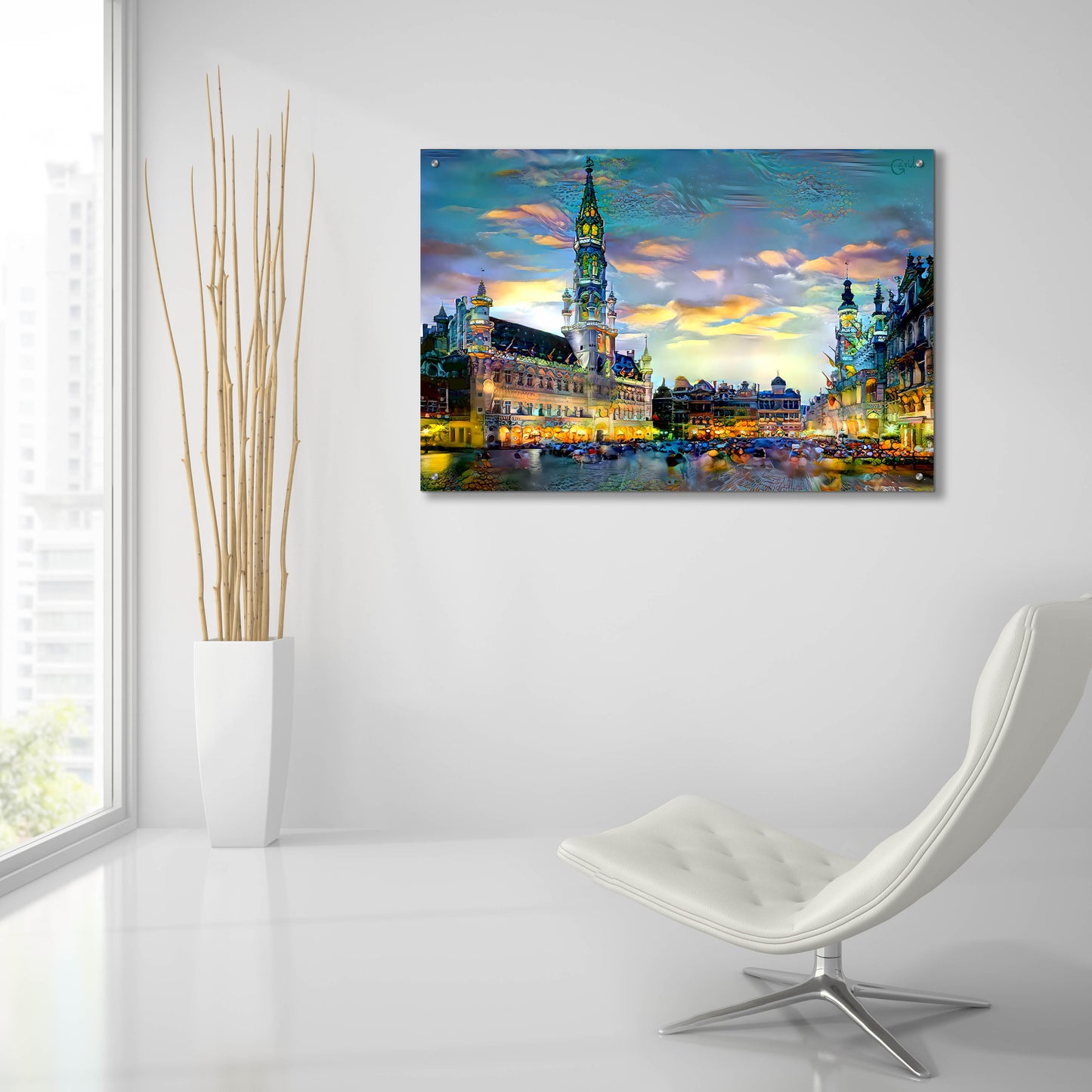 Epic Art 'Brussels Belgium Night' by Pedro Gavidia, Acrylic Glass Wall Art,36x24