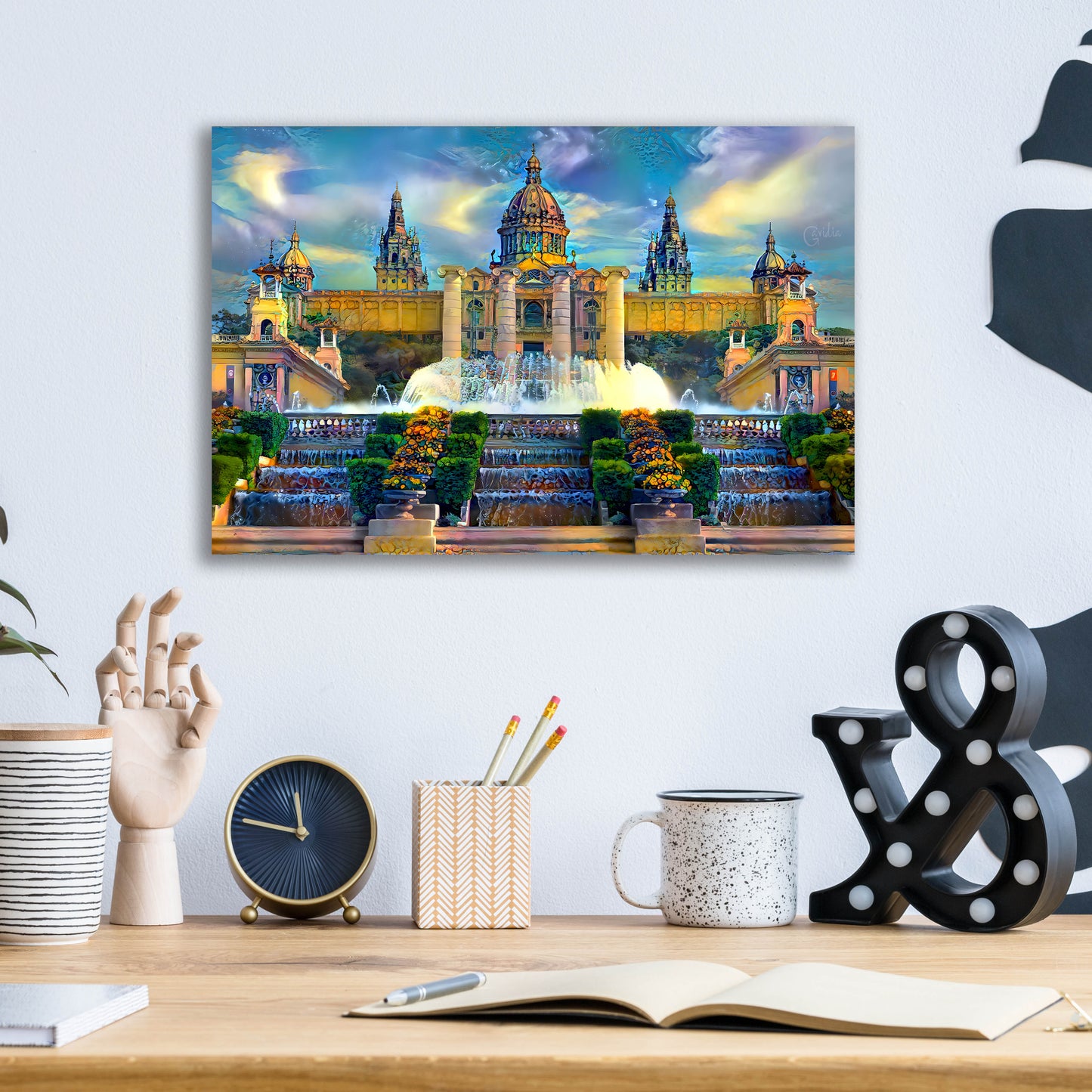 Epic Art 'Barcelona Spain Montjuic' by Pedro Gavidia, Acrylic Glass Wall Art,16x12