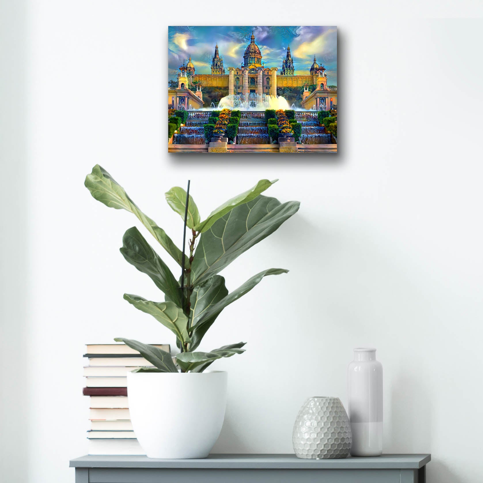 Epic Art 'Barcelona Spain Montjuic' by Pedro Gavidia, Acrylic Glass Wall Art,16x12