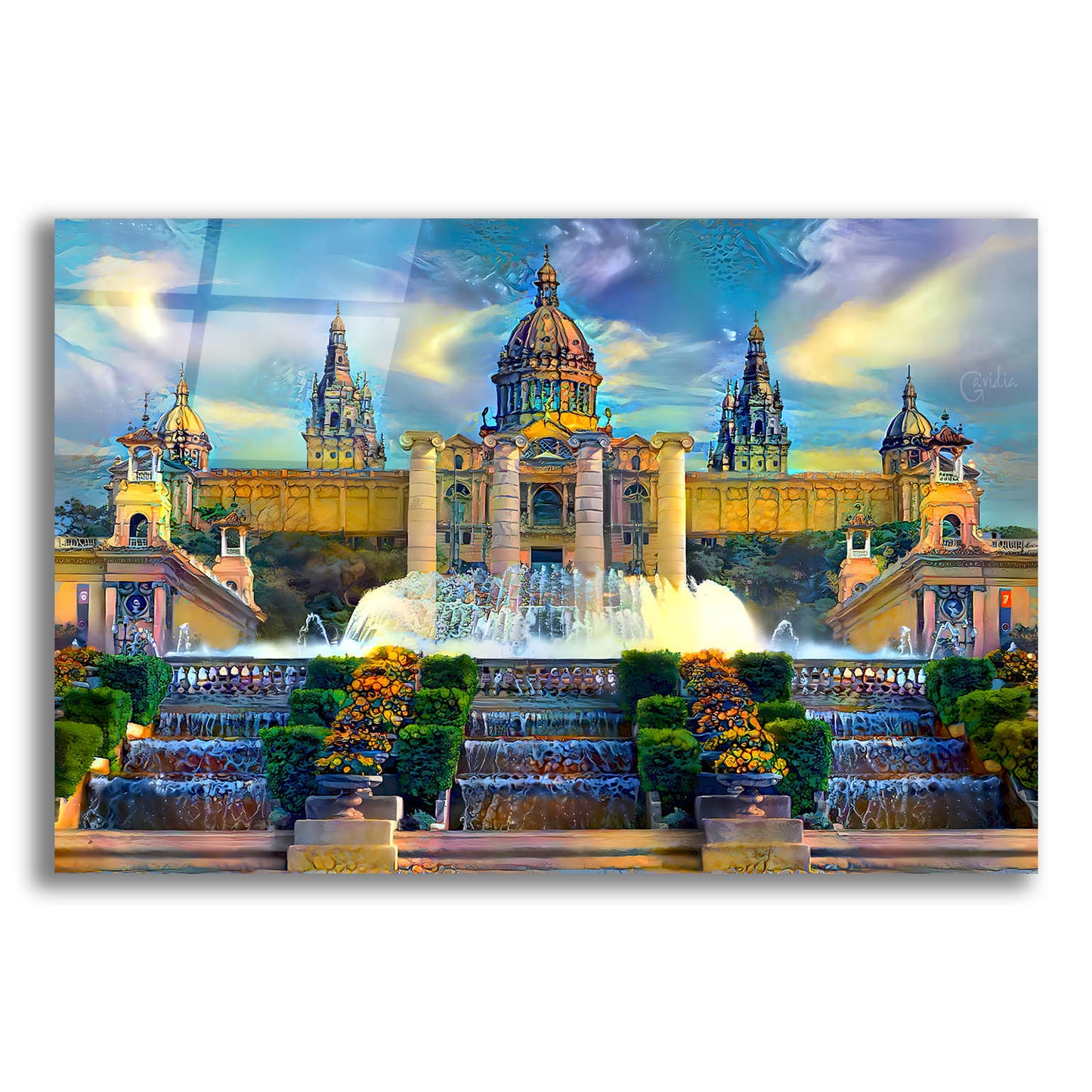 Epic Art 'Barcelona Spain Montjuic' by Pedro Gavidia, Acrylic Glass Wall Art,16x12