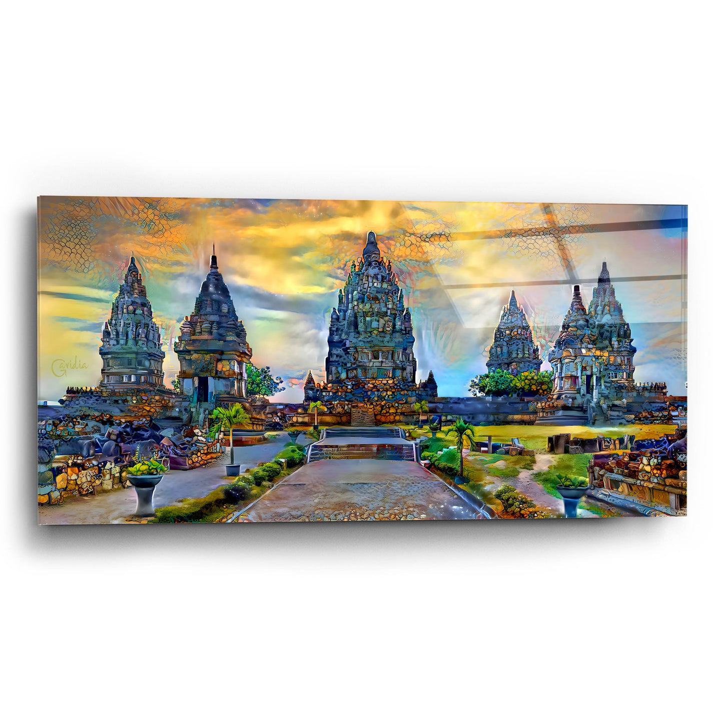 Epic Art 'Yogyakarta Indonesia Prambanan temple' by Pedro Gavidia, Acrylic Glass Wall Art,24x12