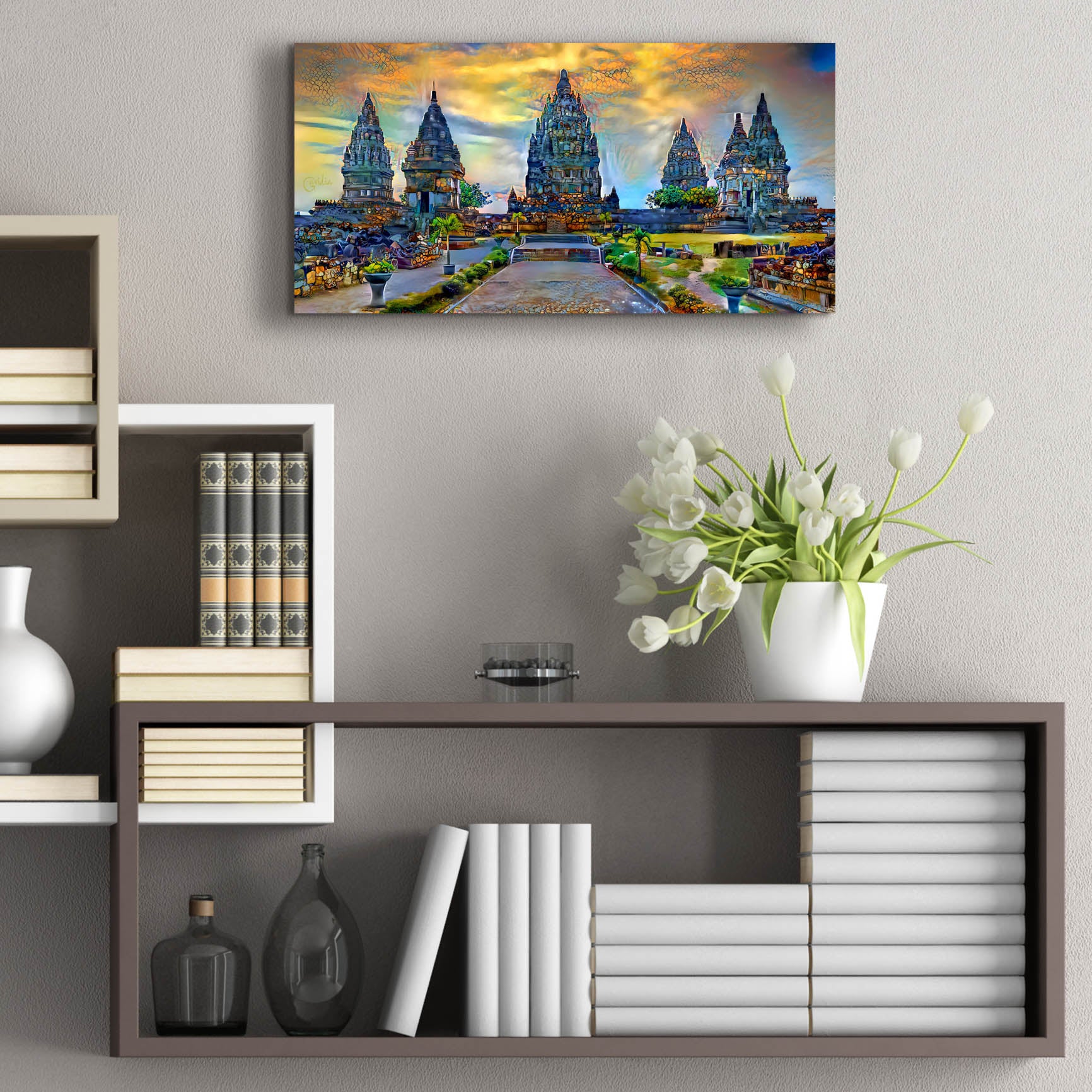 Epic Art 'Yogyakarta Indonesia Prambanan temple' by Pedro Gavidia, Acrylic Glass Wall Art,24x12