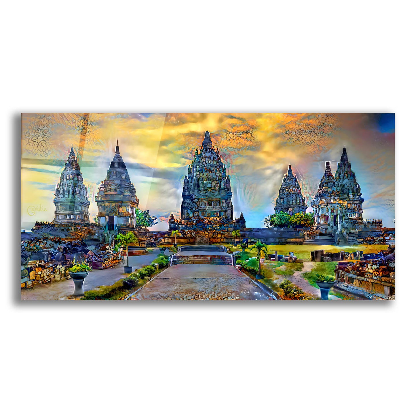 Epic Art 'Yogyakarta Indonesia Prambanan temple' by Pedro Gavidia, Acrylic Glass Wall Art,24x12