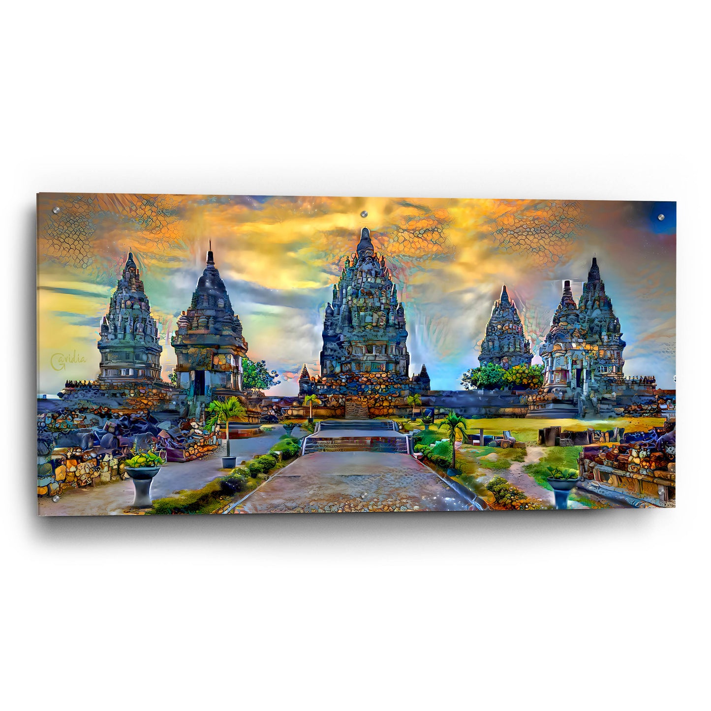 Epic Art 'Yogyakarta Indonesia Prambanan temple' by Pedro Gavidia, Acrylic Glass Wall Art,48x24