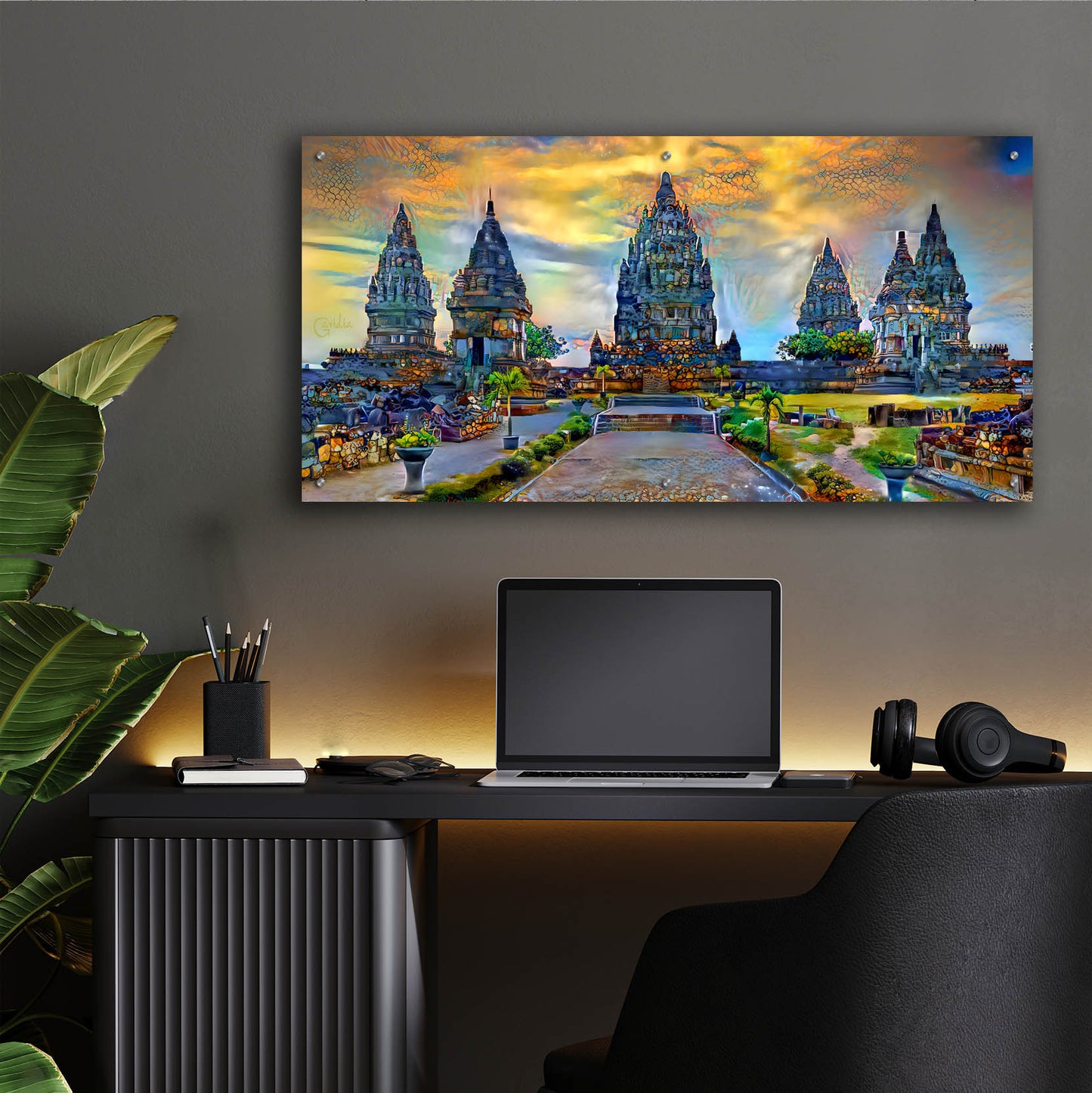 Epic Art 'Yogyakarta Indonesia Prambanan temple' by Pedro Gavidia, Acrylic Glass Wall Art,48x24