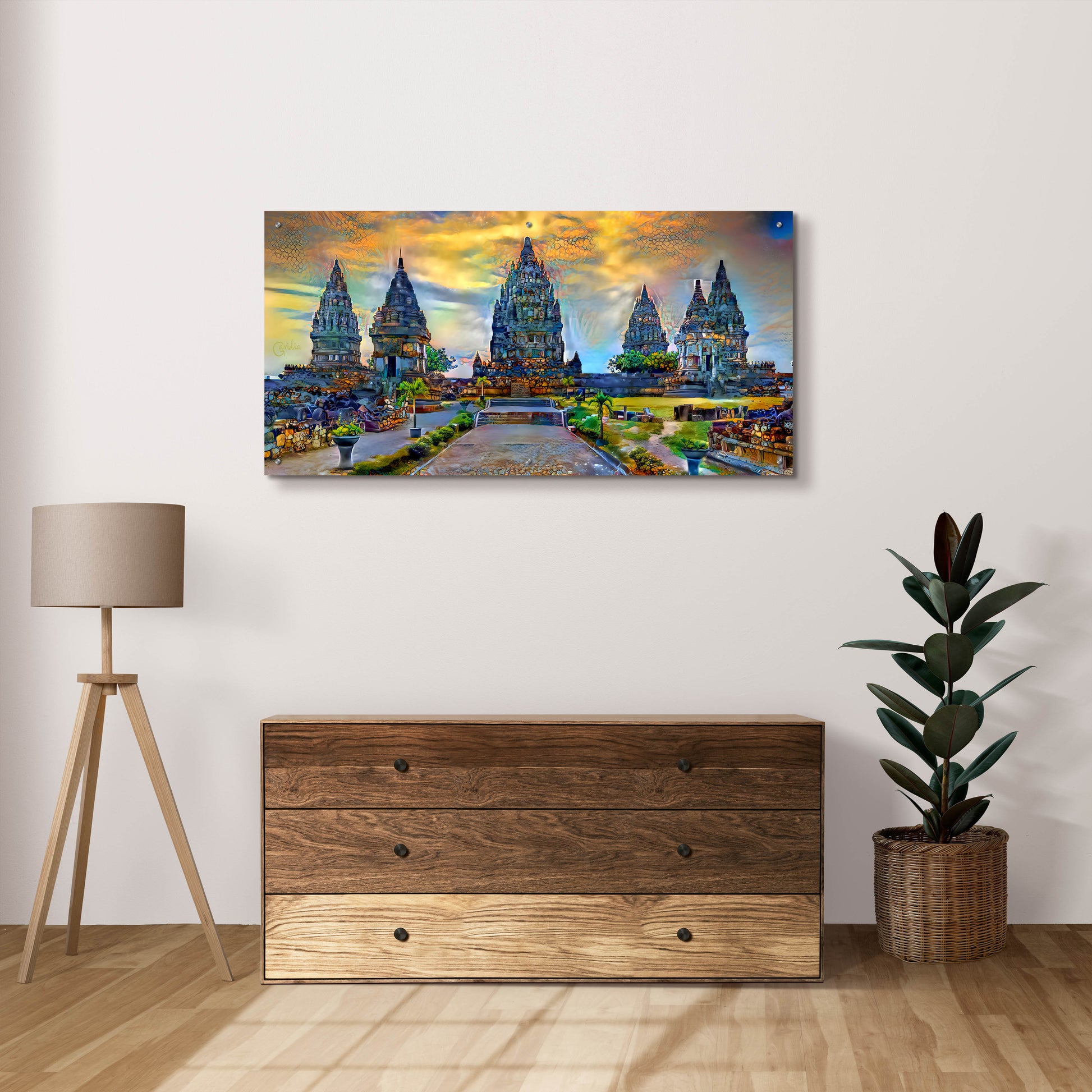 Epic Art 'Yogyakarta Indonesia Prambanan temple' by Pedro Gavidia, Acrylic Glass Wall Art,48x24