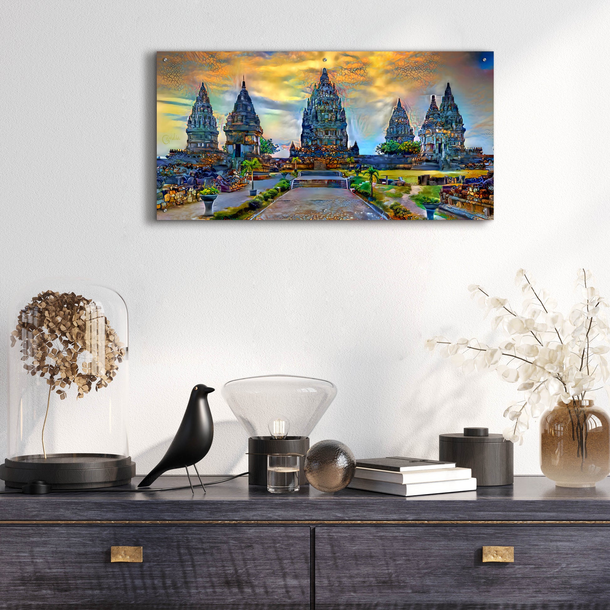 Epic Art 'Yogyakarta Indonesia Prambanan temple' by Pedro Gavidia, Acrylic Glass Wall Art,48x24