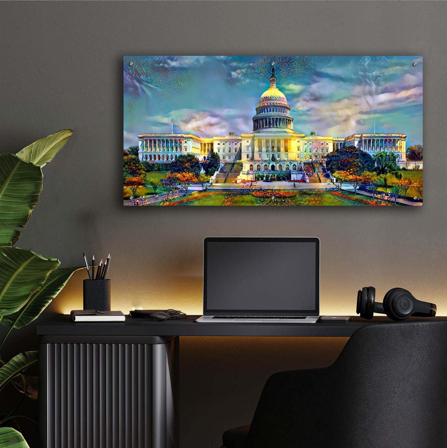 Epic Art 'Washington United States Capitol' by Pedro Gavidia, Acrylic Glass Wall Art,48x24