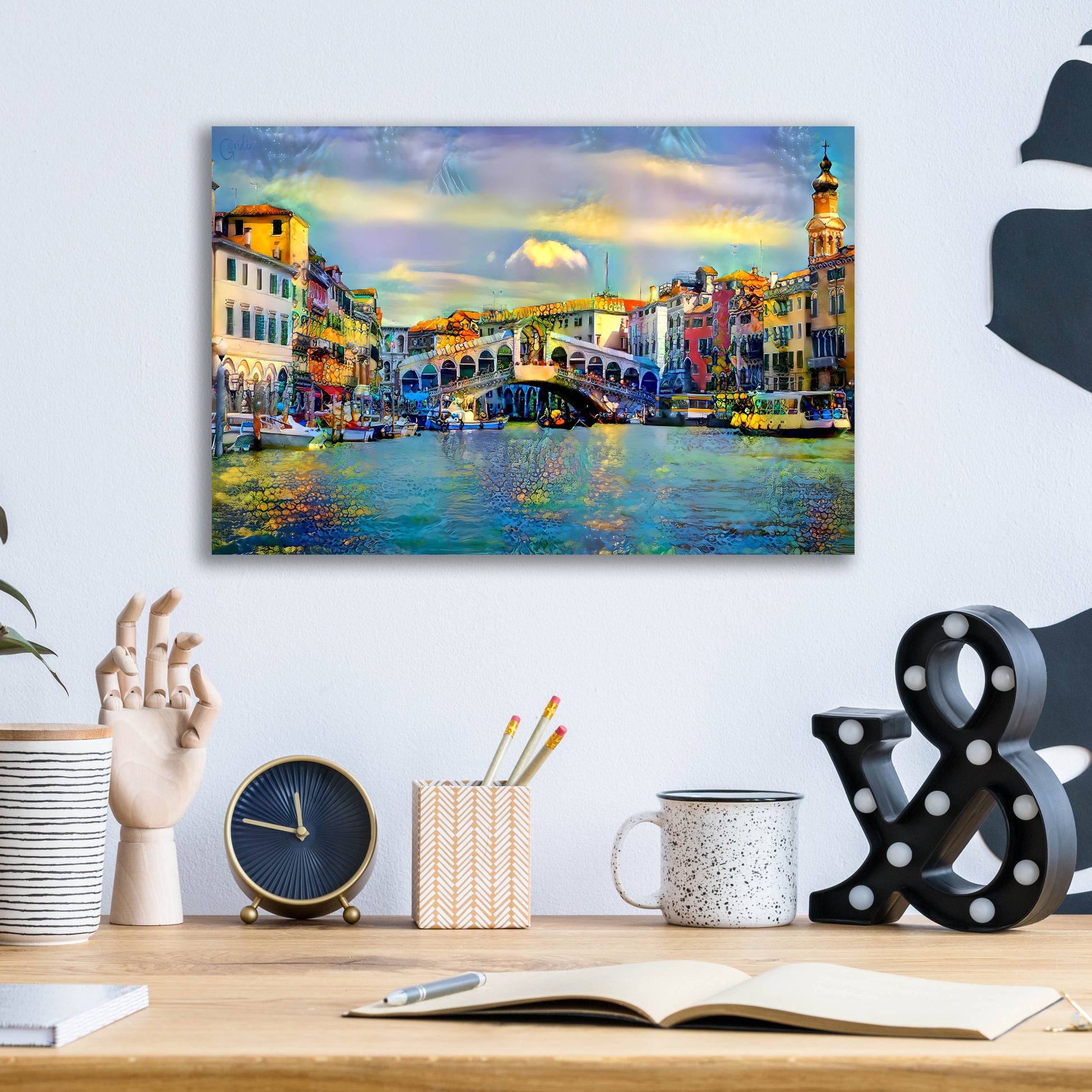 Epic Art 'Venice Italy Rialto Bridge' by Pedro Gavidia, Acrylic Glass Wall Art,16x12