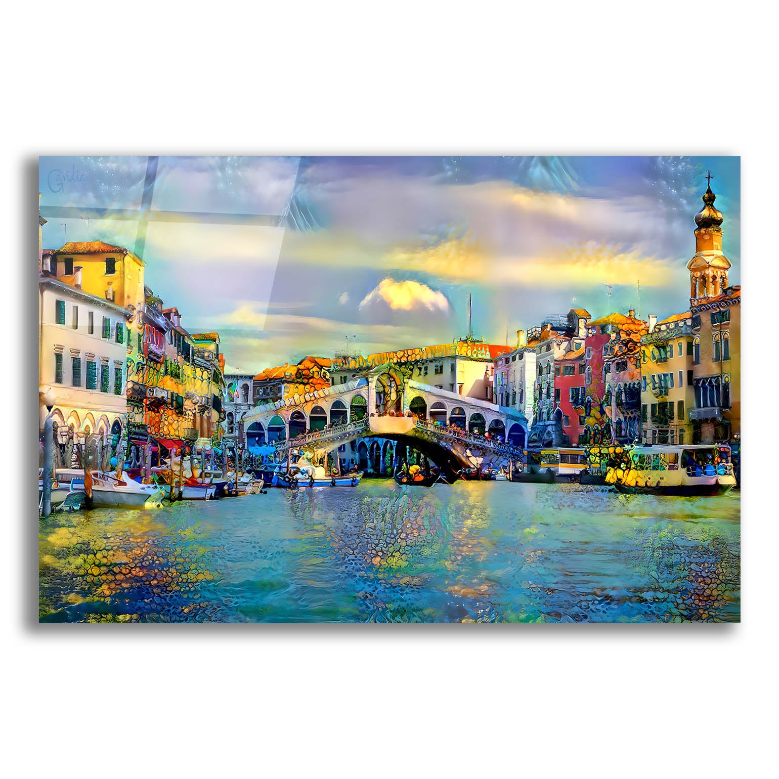 Epic Art 'Venice Italy Rialto Bridge' by Pedro Gavidia, Acrylic Glass Wall Art,16x12