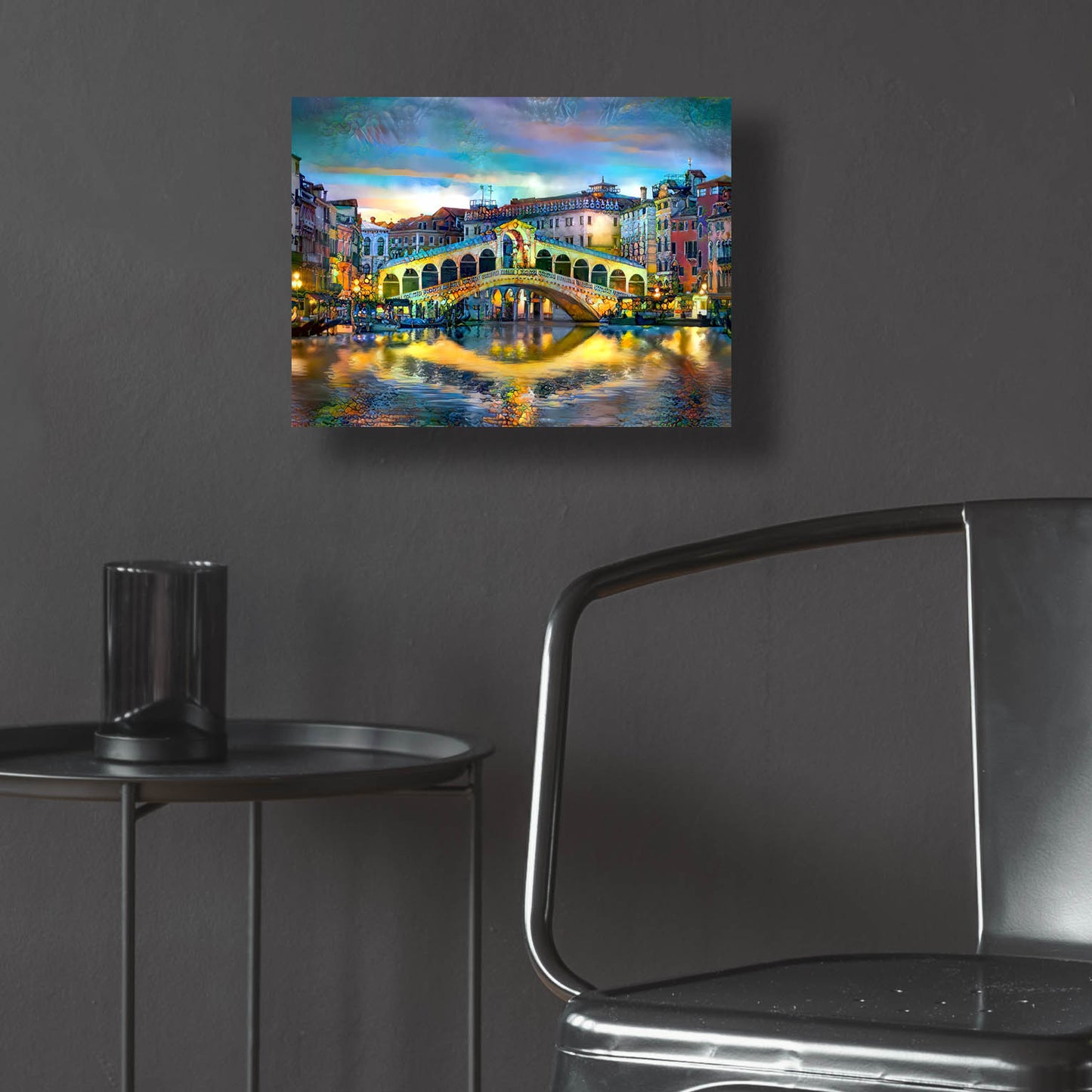 Epic Art 'Venice Italy Rialto Bridge at night' by Pedro Gavidia, Acrylic Glass Wall Art,16x12