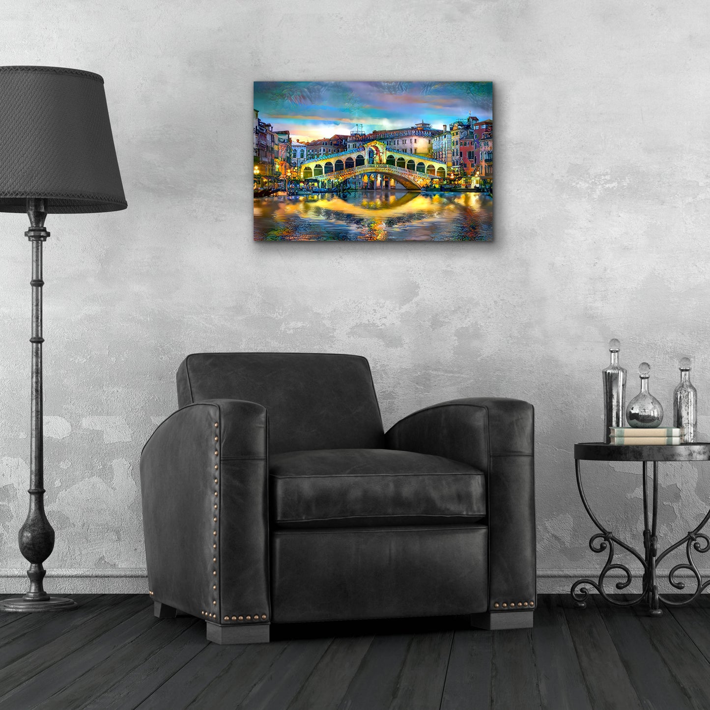 Epic Art 'Venice Italy Rialto Bridge at night' by Pedro Gavidia, Acrylic Glass Wall Art,24x16