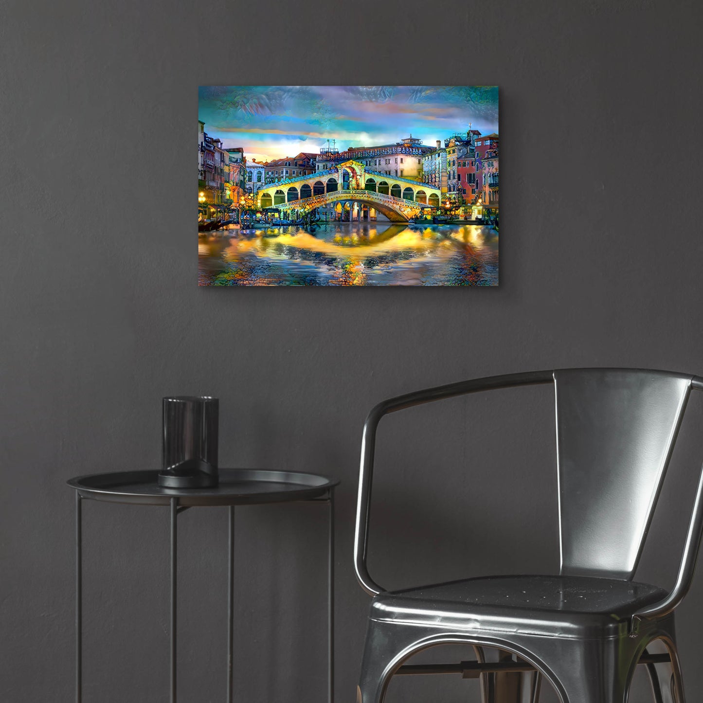 Epic Art 'Venice Italy Rialto Bridge at night' by Pedro Gavidia, Acrylic Glass Wall Art,24x16