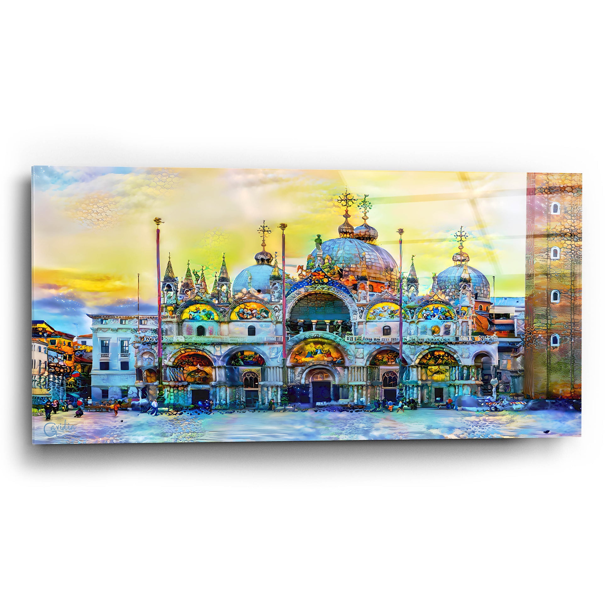 Epic Art 'Venice Italy Patriarchal Cathedral Basilica of Saint Mark at Sunset' by Pedro Gavidia, Acrylic Glass Wall Art,24x12