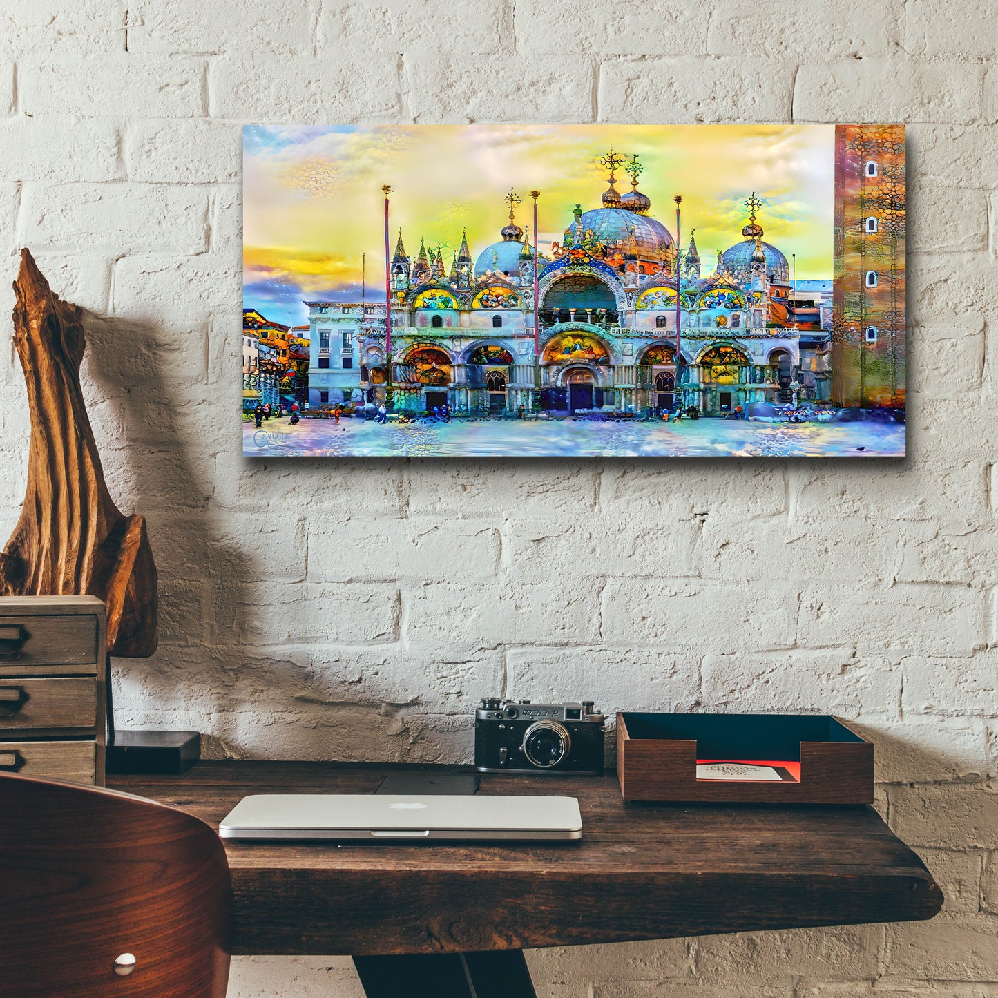 Epic Art 'Venice Italy Patriarchal Cathedral Basilica of Saint Mark at Sunset' by Pedro Gavidia, Acrylic Glass Wall Art,24x12