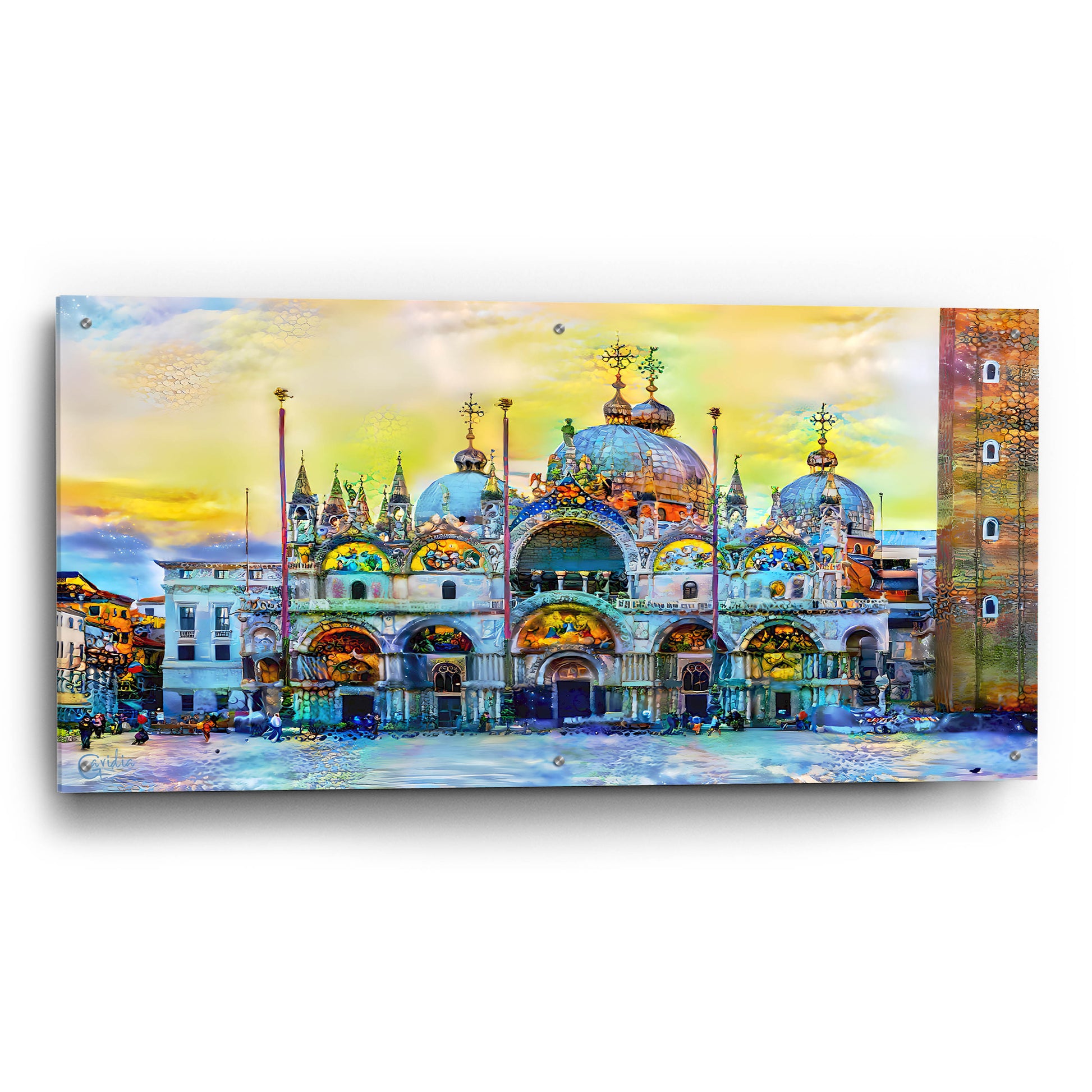 Epic Art 'Venice Italy Patriarchal Cathedral Basilica of Saint Mark at Sunset' by Pedro Gavidia, Acrylic Glass Wall Art,48x24