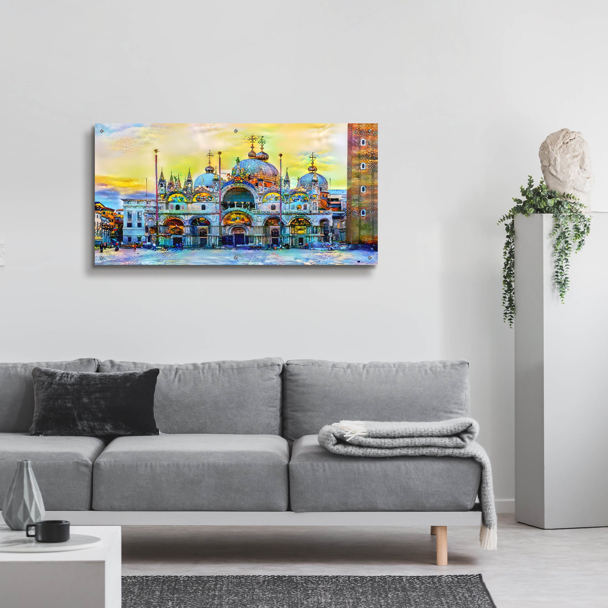 Epic Art 'Venice Italy Patriarchal Cathedral Basilica of Saint Mark at Sunset' by Pedro Gavidia, Acrylic Glass Wall Art,48x24