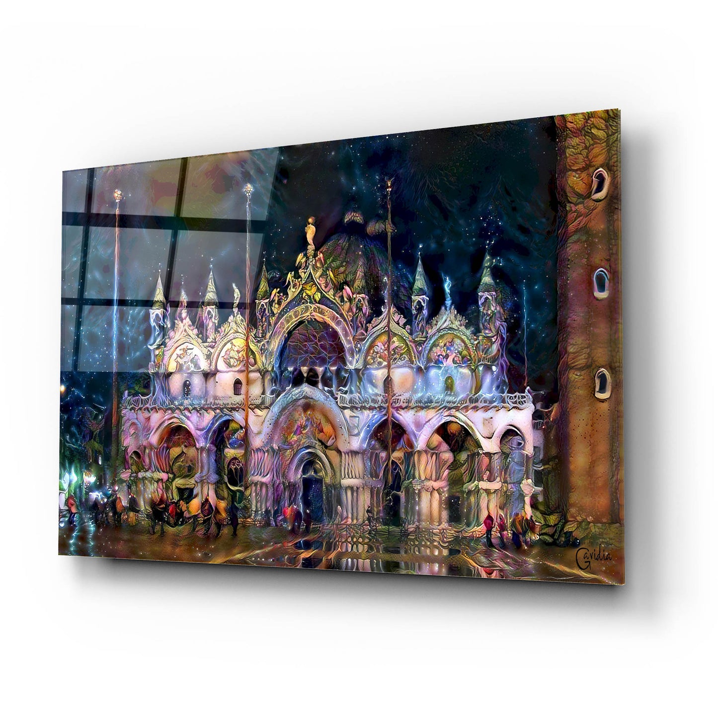 Epic Art 'Venice Italy Patriarchal Cathedral Basilica of Saint Mark at Night' by Pedro Gavidia, Acrylic Glass Wall Art,24x16