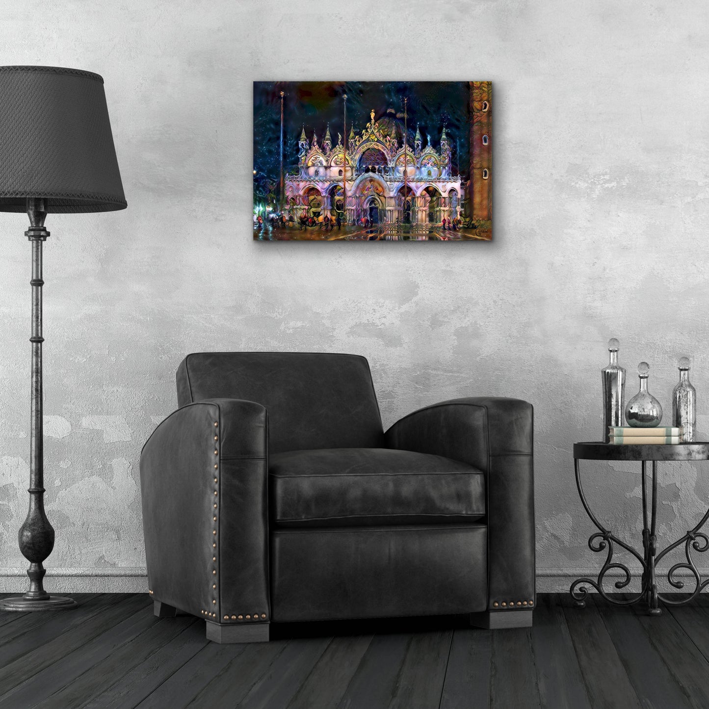 Epic Art 'Venice Italy Patriarchal Cathedral Basilica of Saint Mark at Night' by Pedro Gavidia, Acrylic Glass Wall Art,24x16