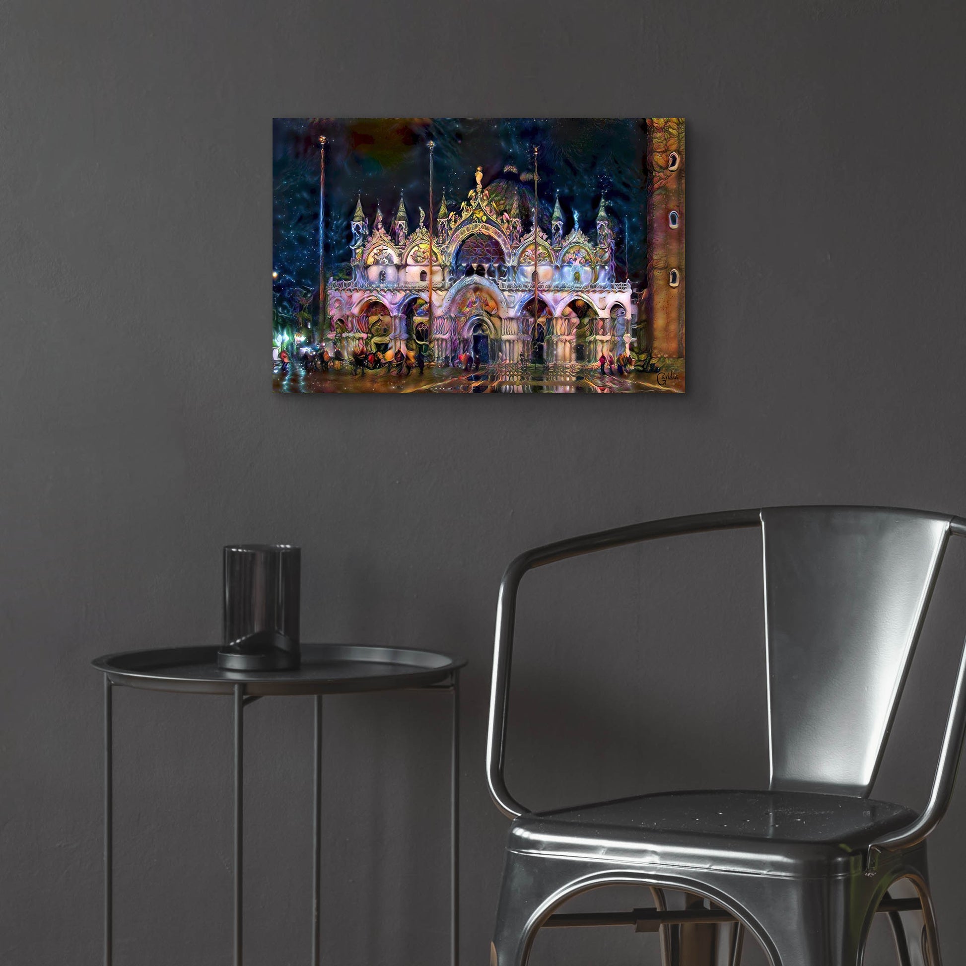 Epic Art 'Venice Italy Patriarchal Cathedral Basilica of Saint Mark at Night' by Pedro Gavidia, Acrylic Glass Wall Art,24x16