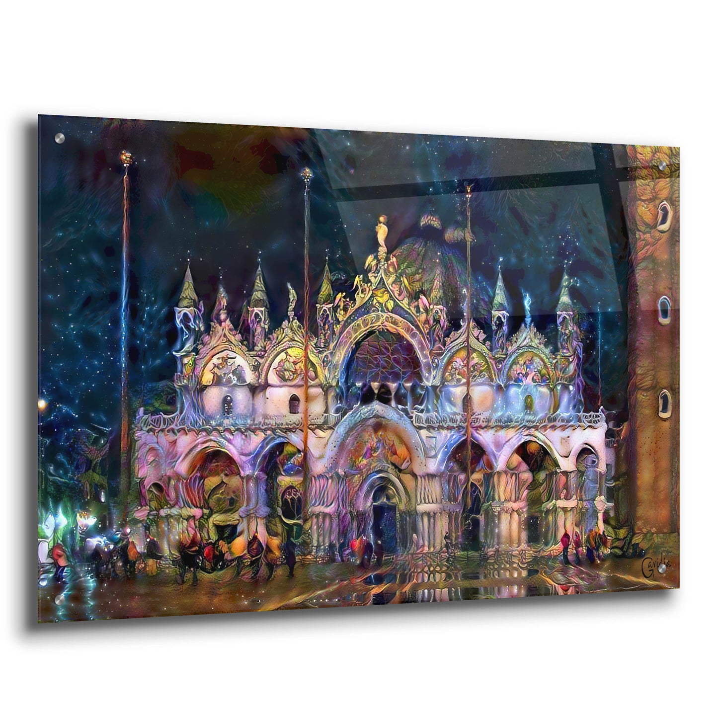 Epic Art 'Venice Italy Patriarchal Cathedral Basilica of Saint Mark at Night' by Pedro Gavidia, Acrylic Glass Wall Art,36x24