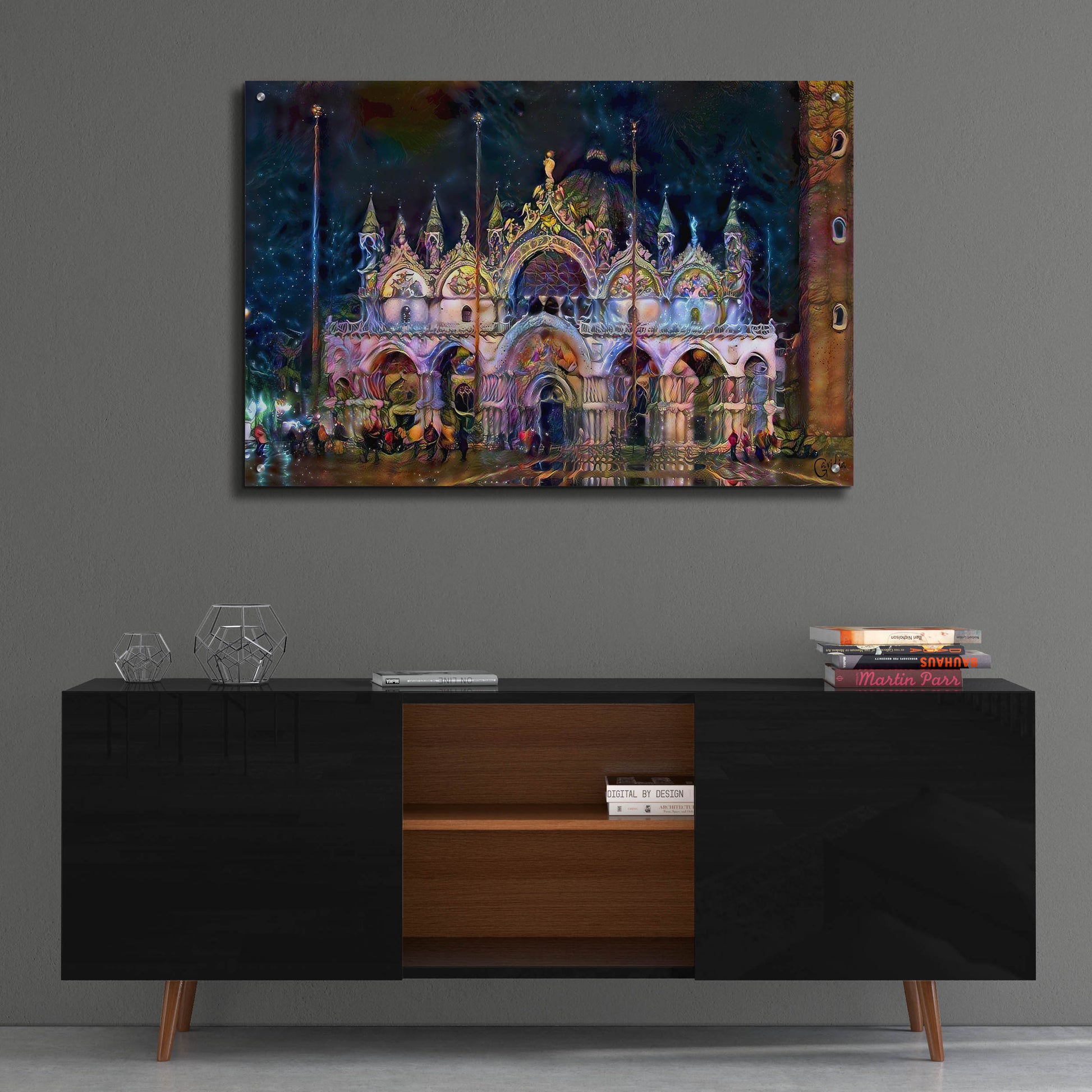 Epic Art 'Venice Italy Patriarchal Cathedral Basilica of Saint Mark at Night' by Pedro Gavidia, Acrylic Glass Wall Art,36x24