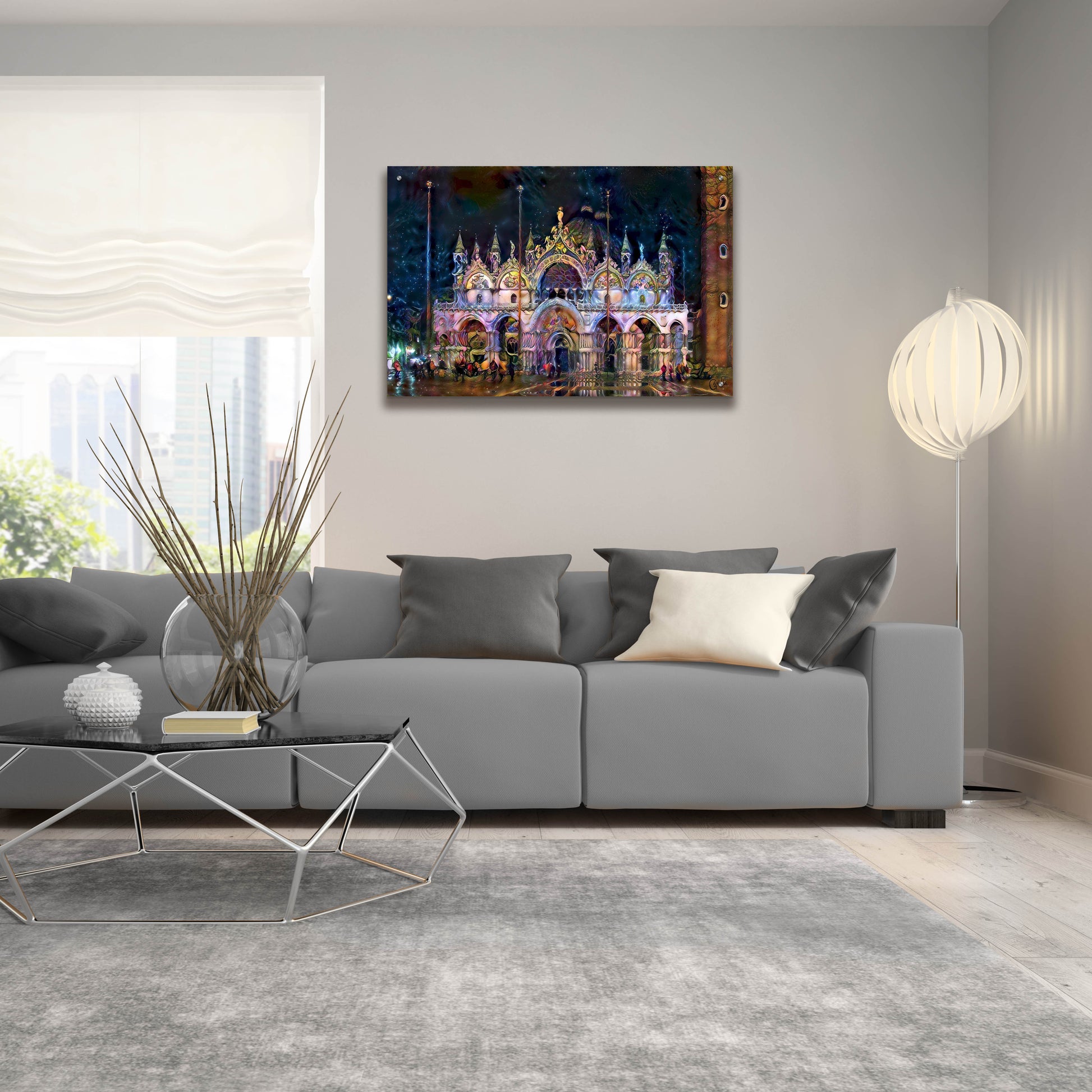 Epic Art 'Venice Italy Patriarchal Cathedral Basilica of Saint Mark at Night' by Pedro Gavidia, Acrylic Glass Wall Art,36x24