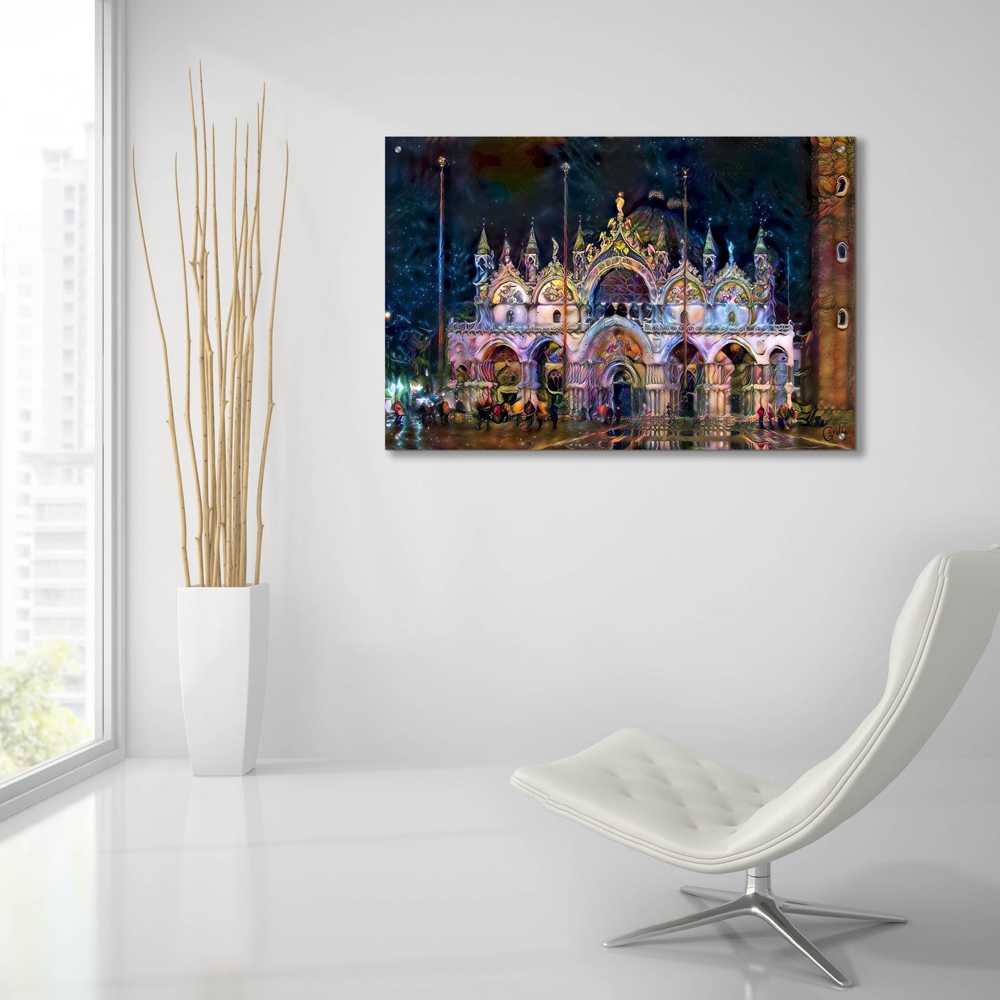 Epic Art 'Venice Italy Patriarchal Cathedral Basilica of Saint Mark at Night' by Pedro Gavidia, Acrylic Glass Wall Art,36x24