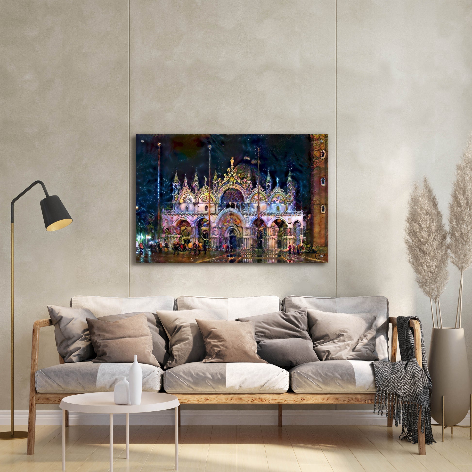 Epic Art 'Venice Italy Patriarchal Cathedral Basilica of Saint Mark at Night' by Pedro Gavidia, Acrylic Glass Wall Art,36x24