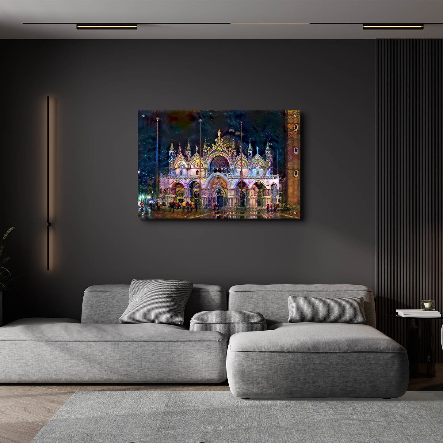 Epic Art 'Venice Italy Patriarchal Cathedral Basilica of Saint Mark at Night' by Pedro Gavidia, Acrylic Glass Wall Art,36x24